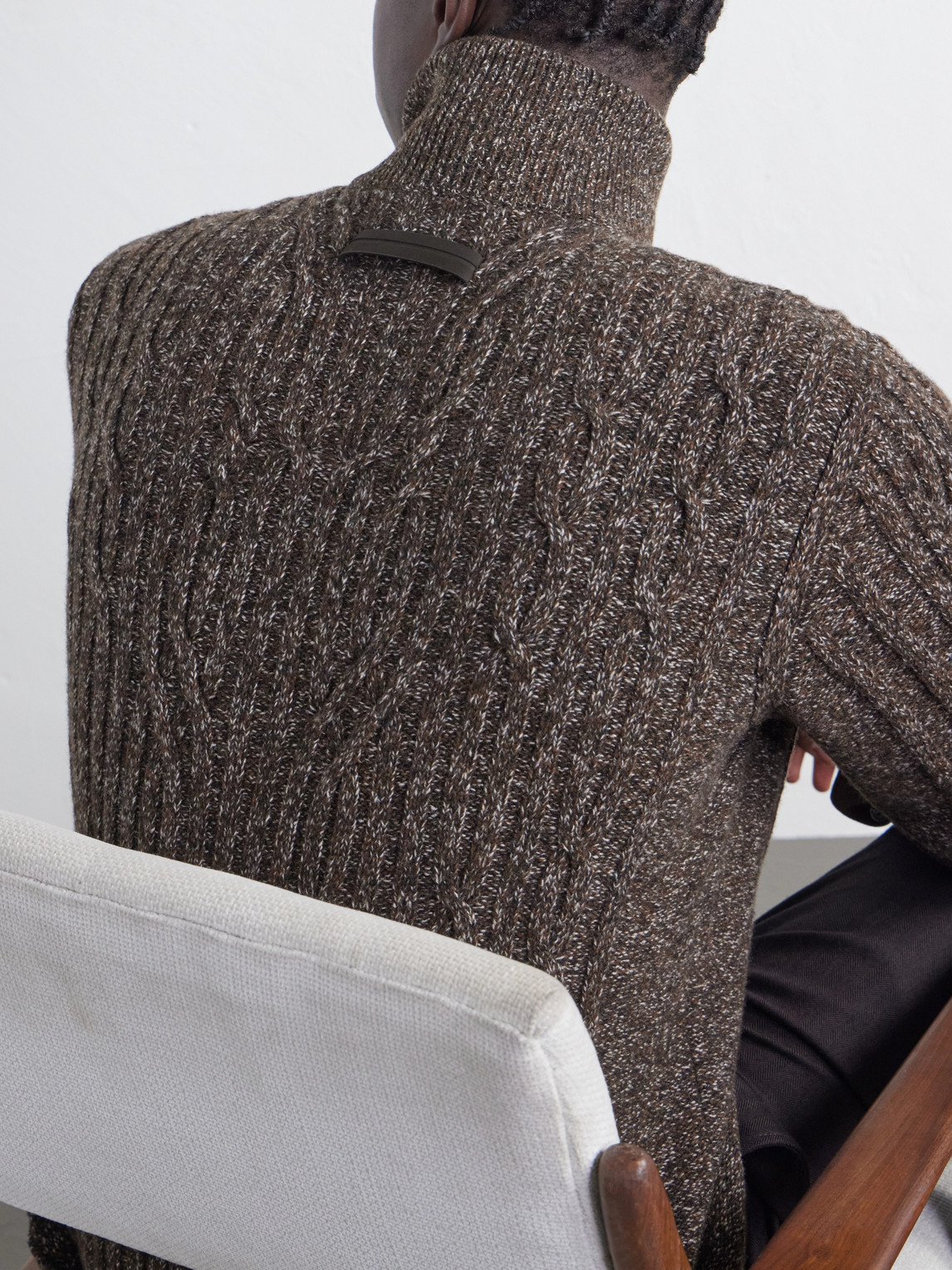 Cable-Knit Wool And Cashmere-Blend Half-Zip Sweater