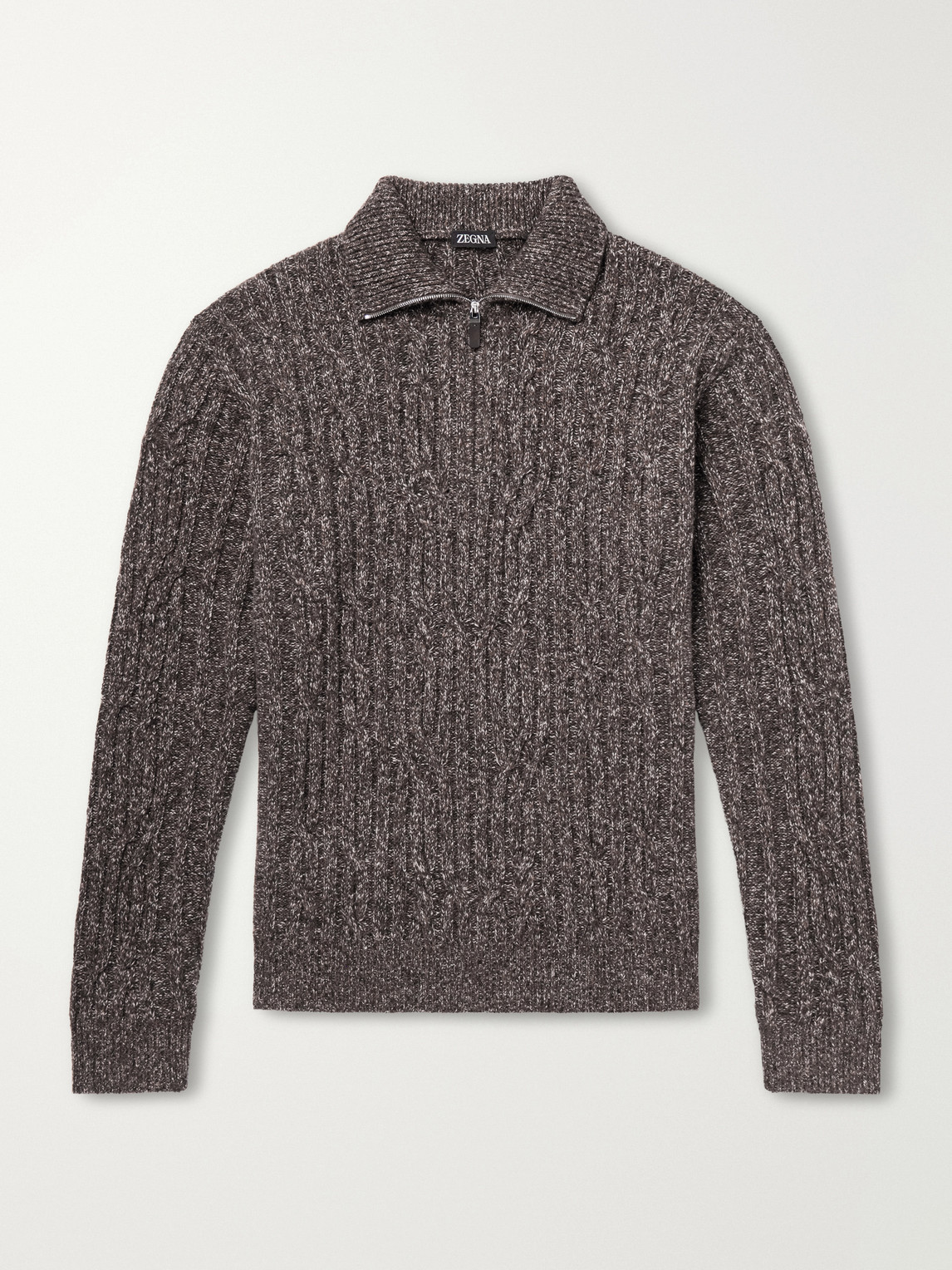 Cable-Knit Wool And Cashmere-Blend Half-Zip Sweater