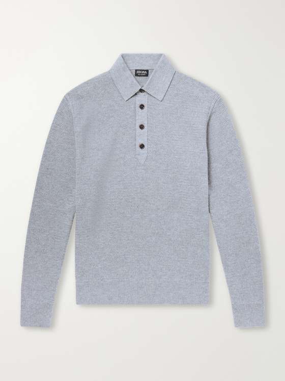 Ermenegildozegna Oasi Cashmere-Piqué Polo Shirt