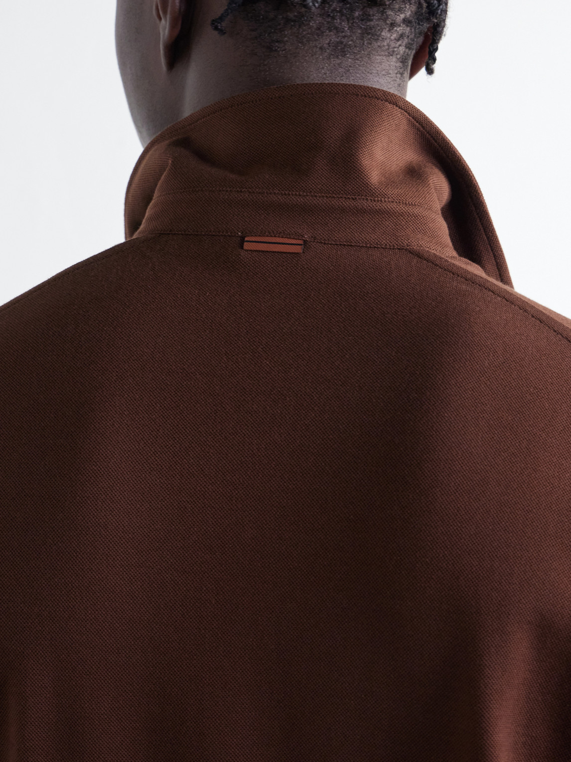 Leather-Trimmed Cotton-Piqué Polo Shirt