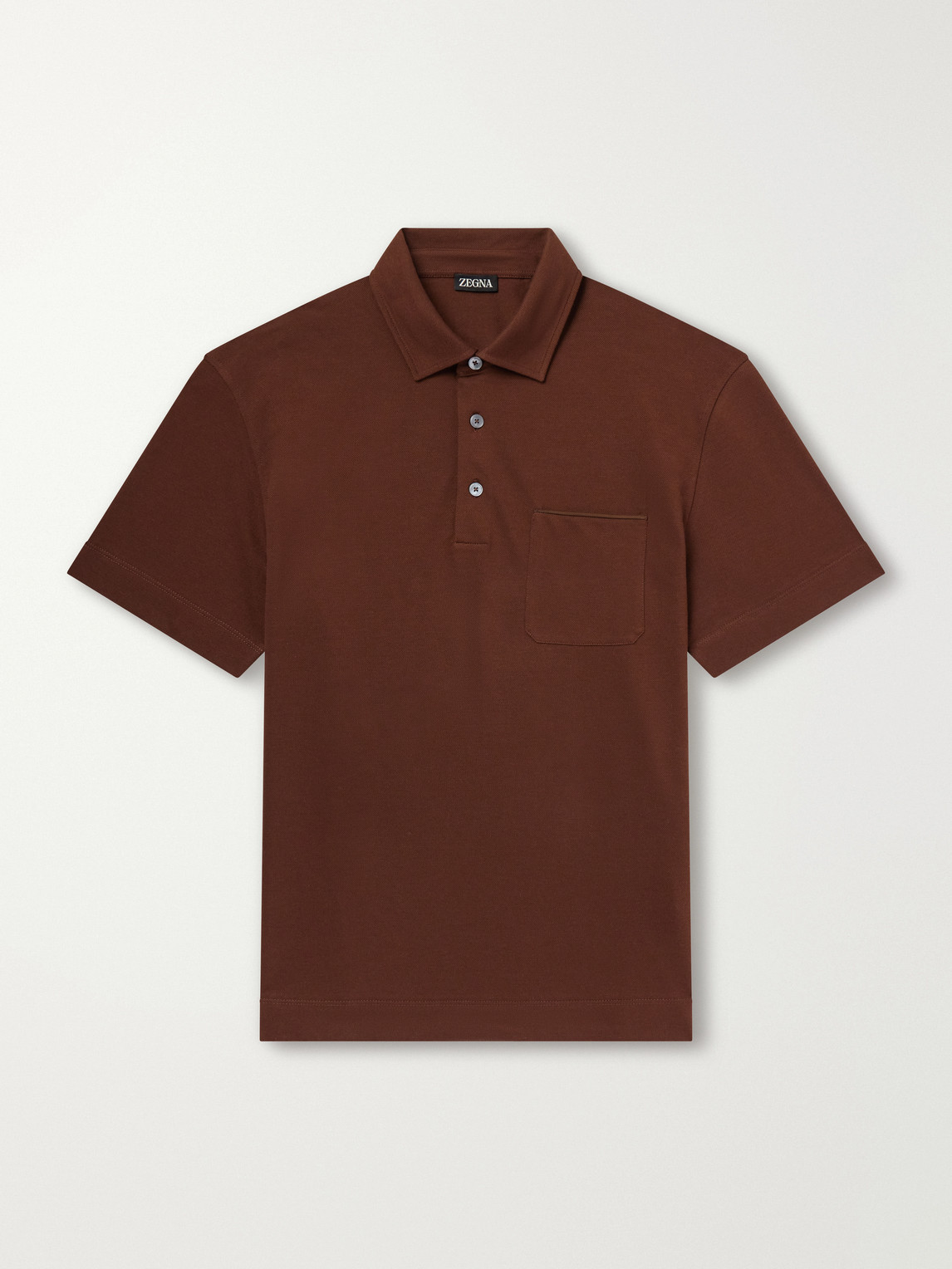 Leather-Trimmed Cotton-Piqué Polo Shirt