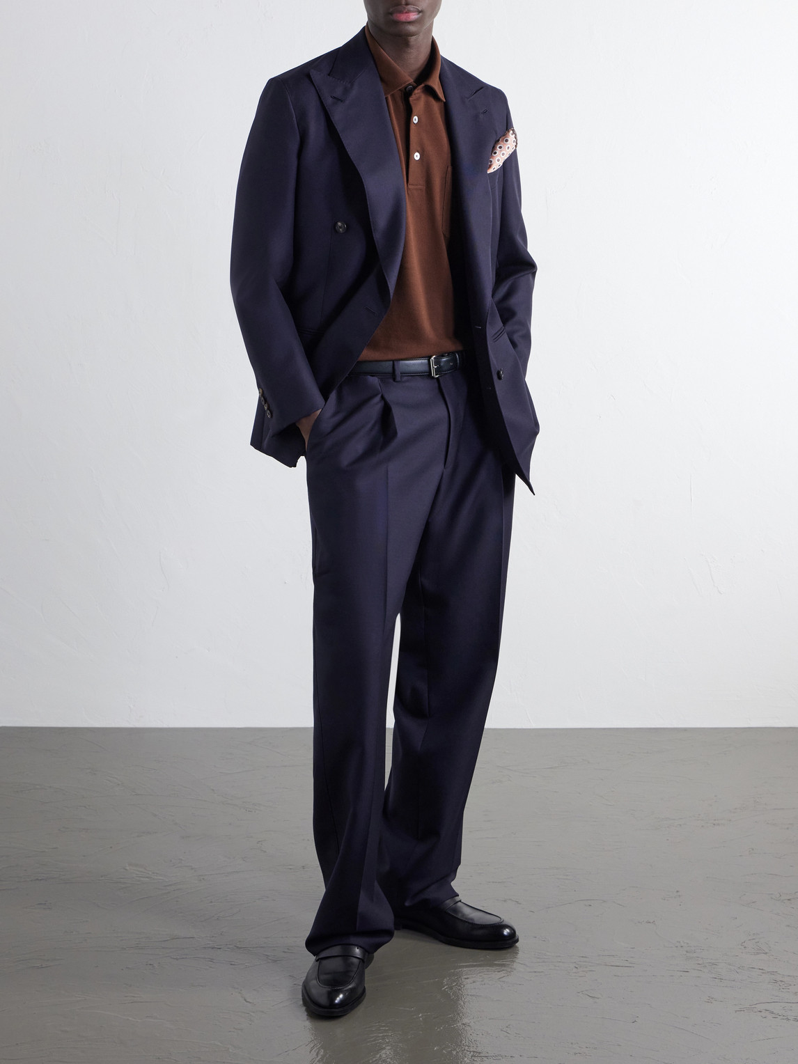 Leather-Trimmed Cotton-Piqué Polo Shirt