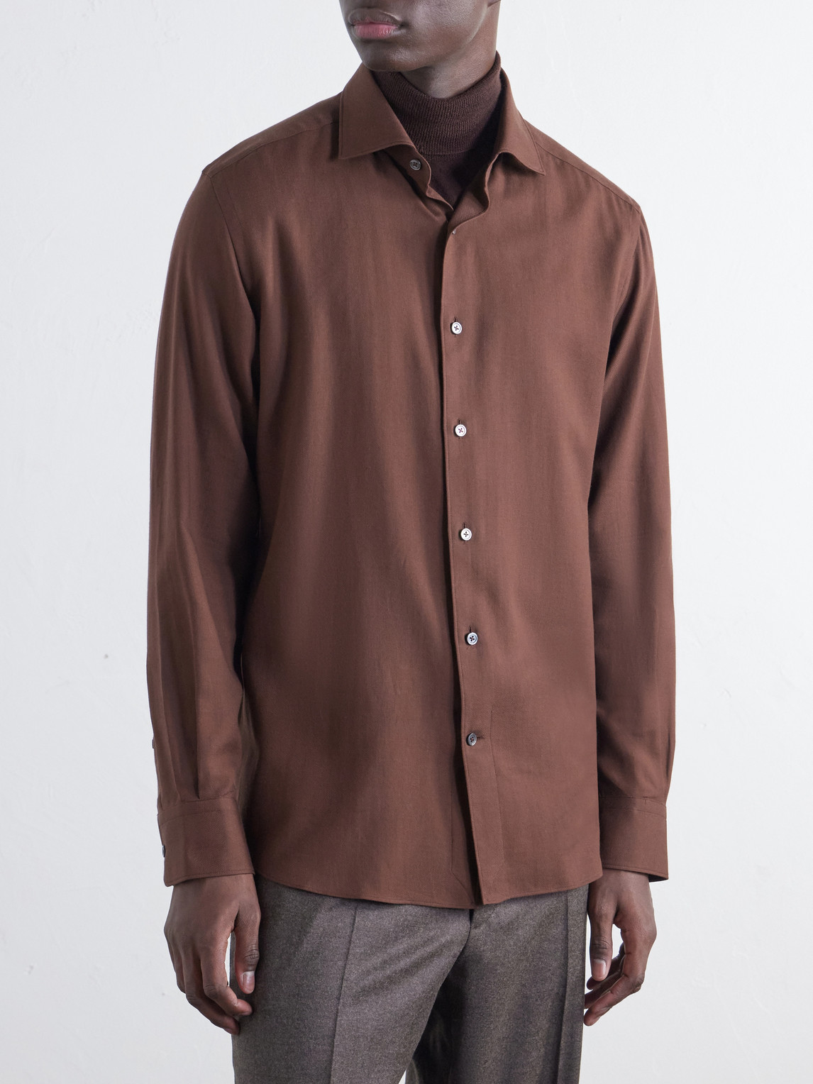 Cotton And Cashmere-Blend Twill Shirt