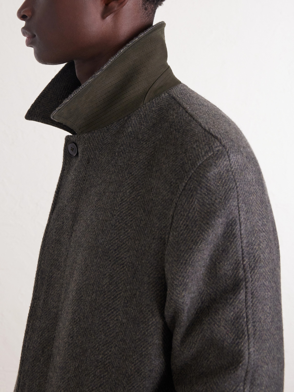 Oasi Belted Herringbone Cashmere Trench Coat
