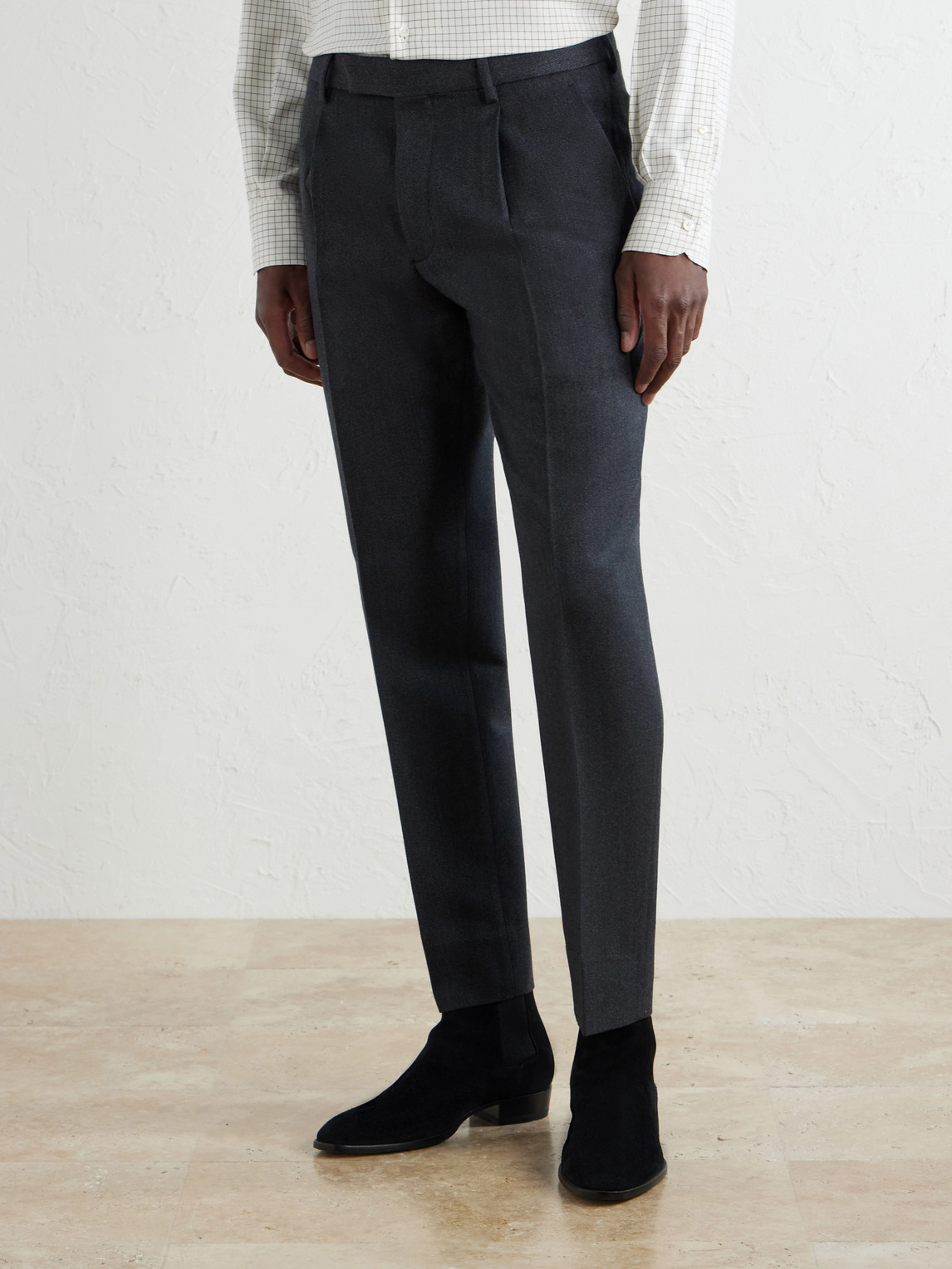 Straight-Leg Wool And Cashmere-Blend Twill Trousers
