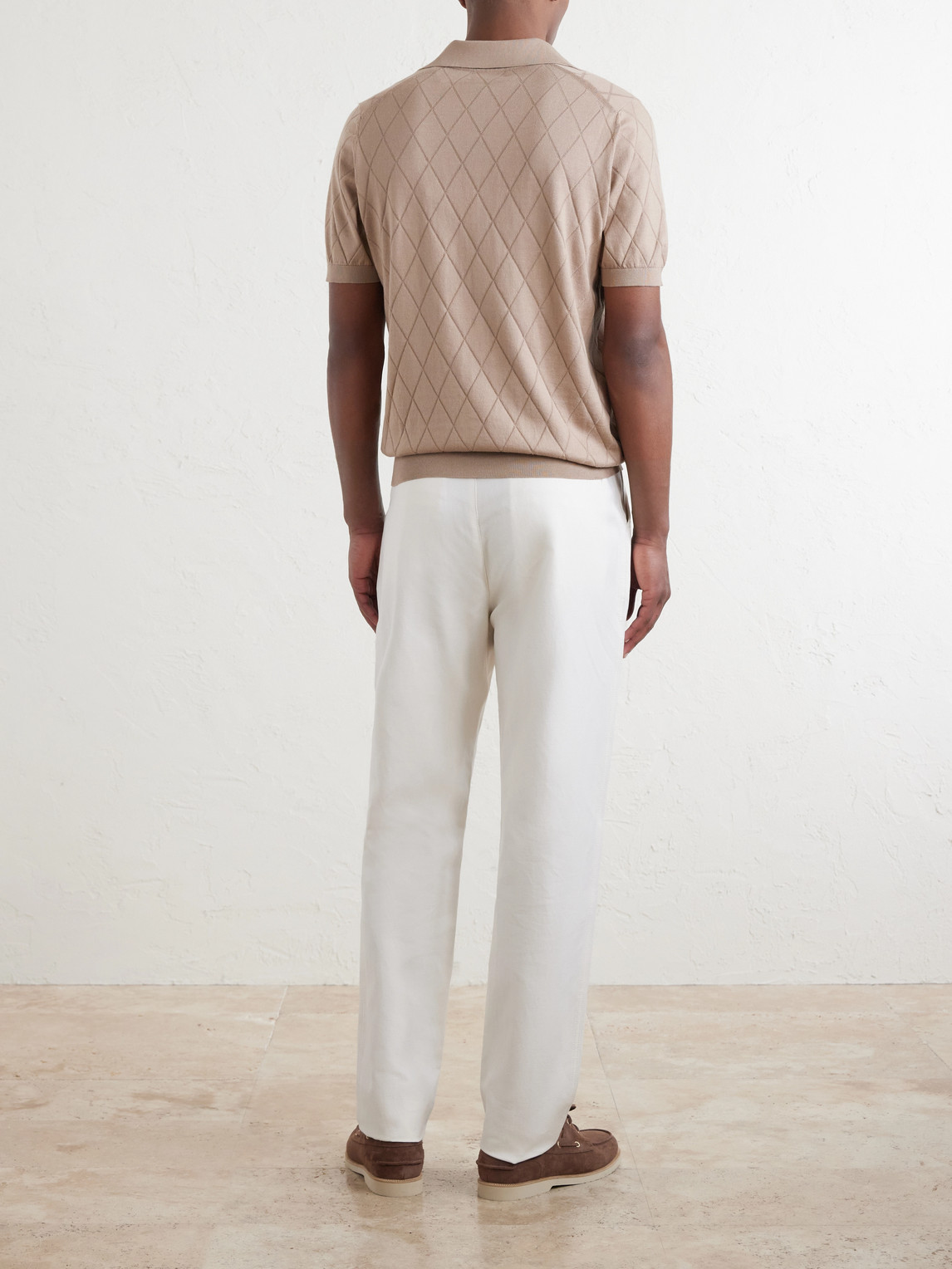 Open-Collar Knitted Cotton Polo Shirt