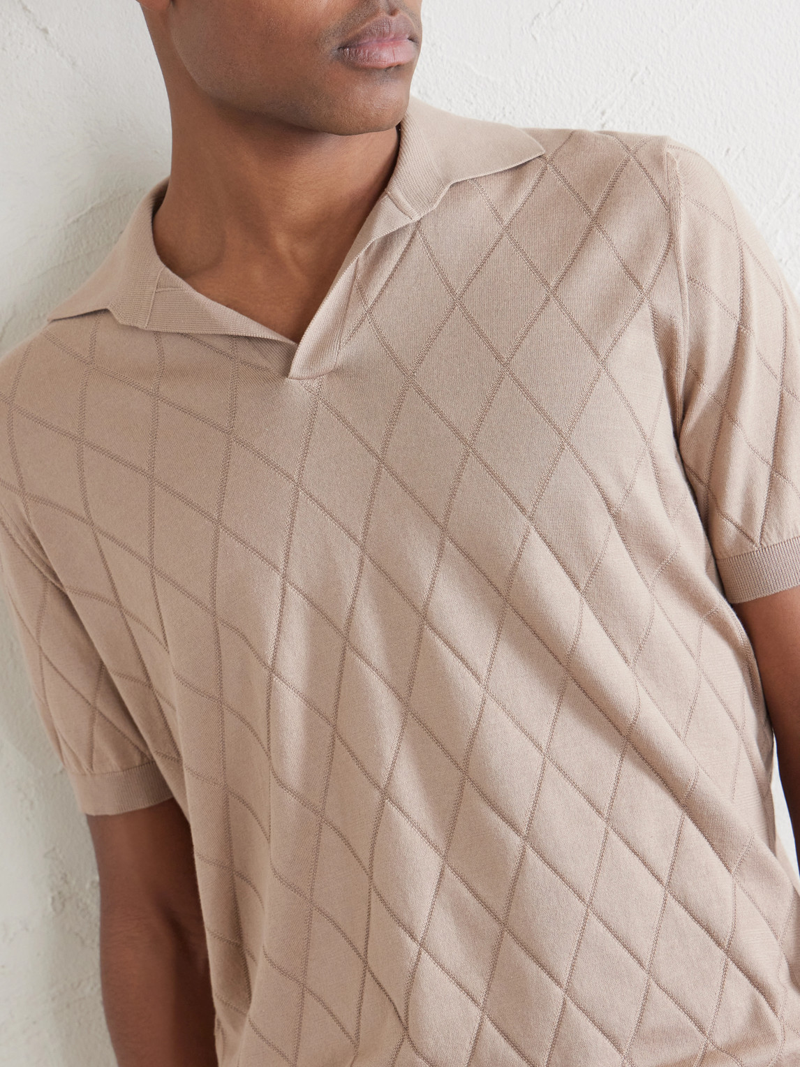 Open-Collar Knitted Cotton Polo Shirt