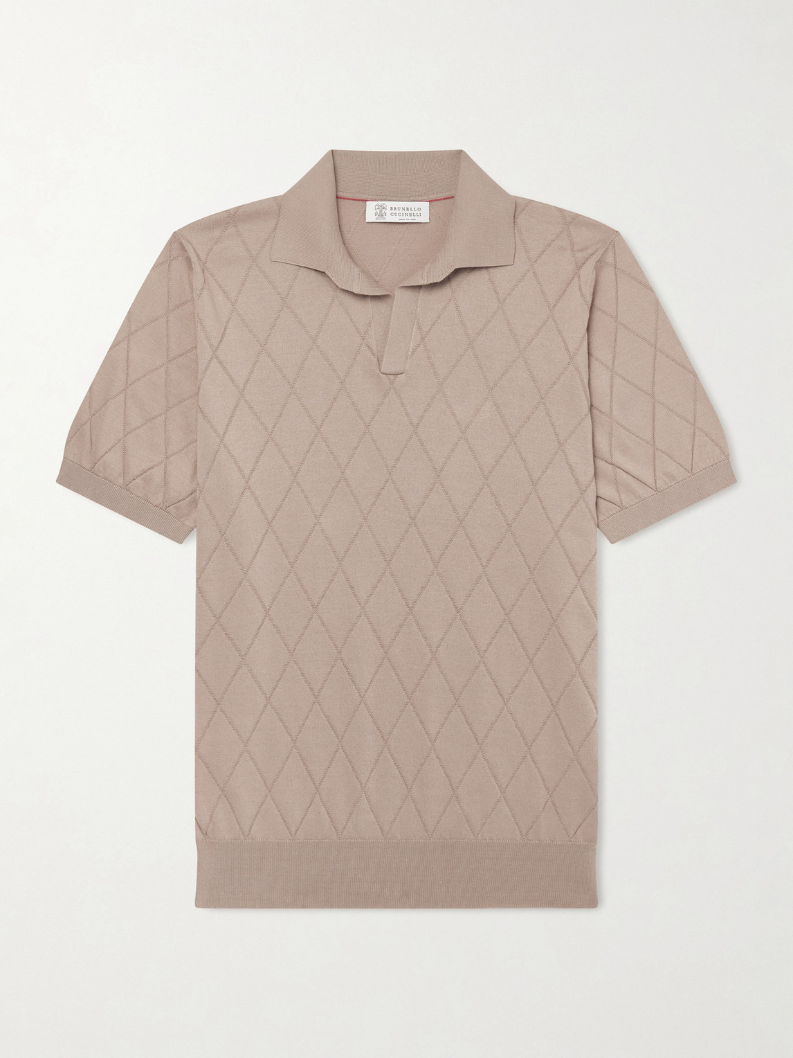 Brunello Cucinelli Open-Collar Knitted Cotton Polo Shirt IT 52
