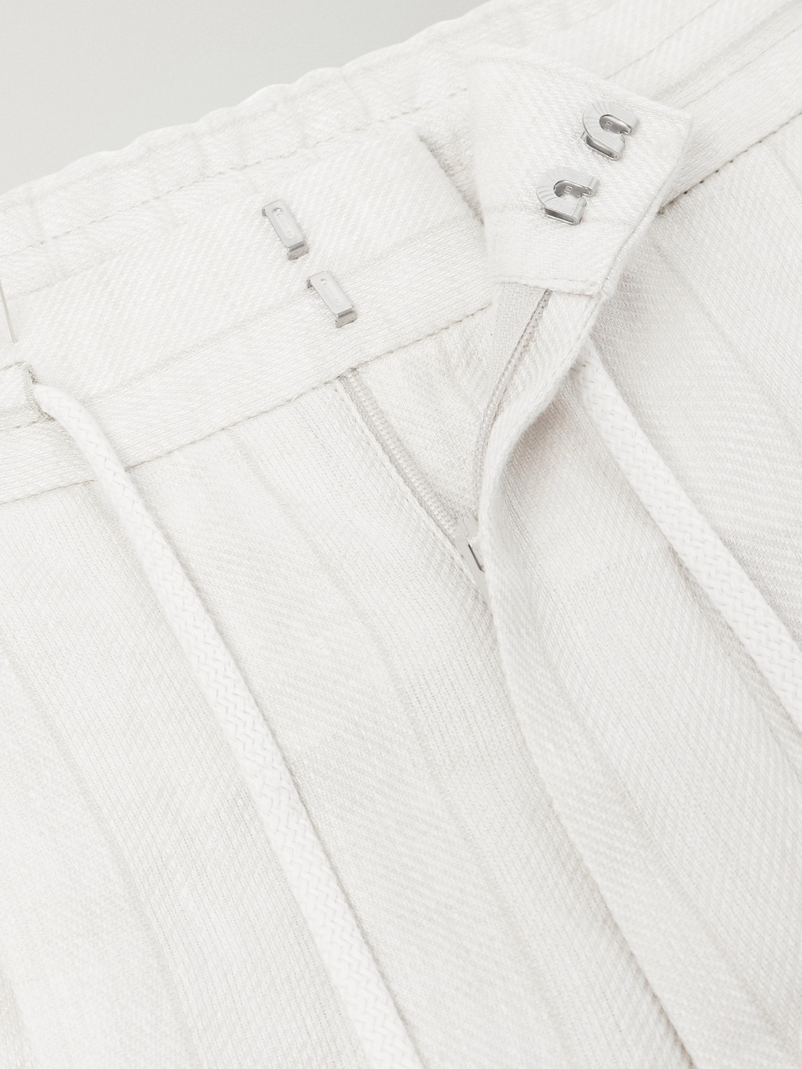 Straight-Leg Pinstriped Pleated Linen