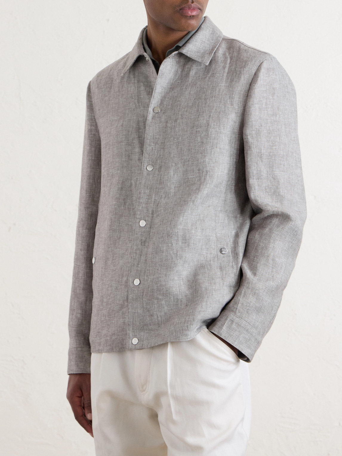  Brunello Cucinelli - Hemp And Linen-blend Twill Blouson Jacket - Men - Gray - It 46 
