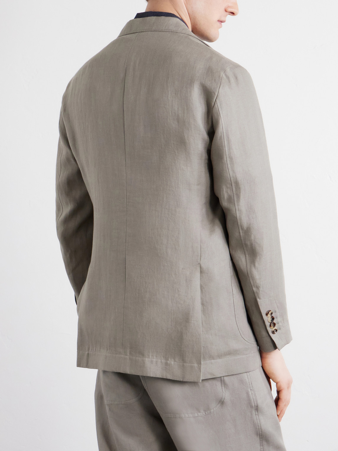  Brunello Cucinelli - Linen-twill Suit Jacket - Men - Green - It 46 