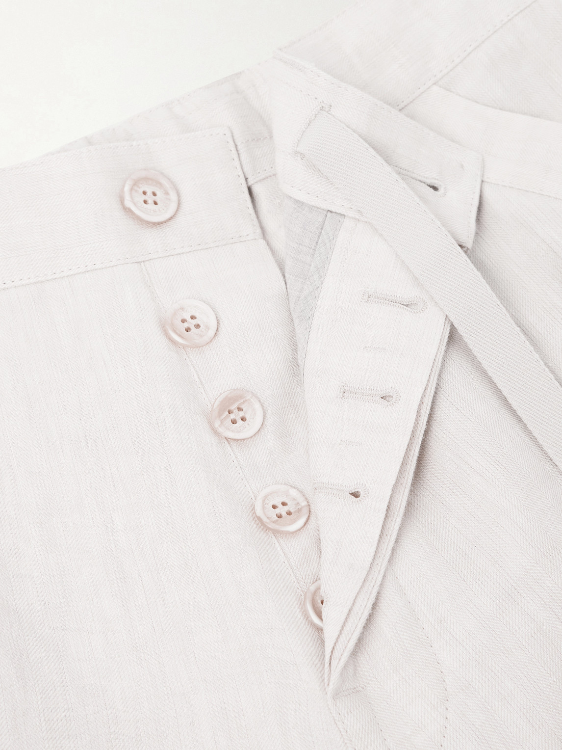 Straight-Leg Herringbone Linen Trousers