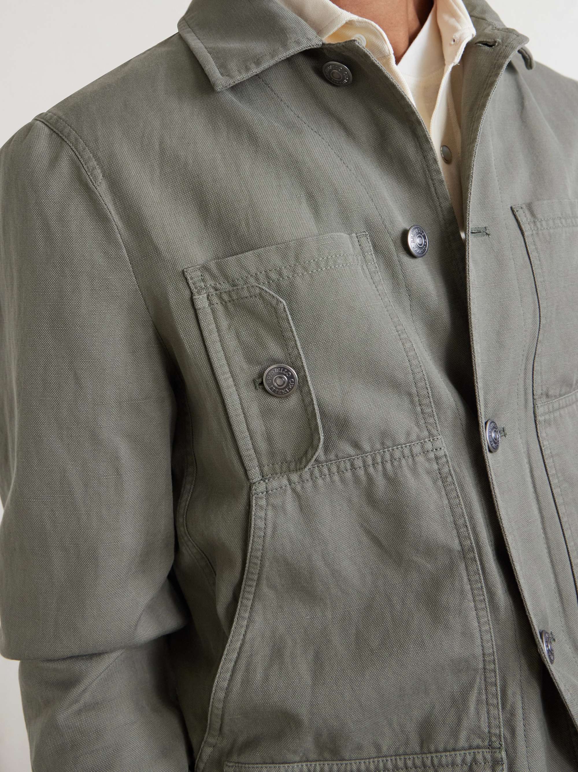 BRUNELLO CUCINELLI　リネンコットン ニットジャケット グレー BRUNELLO CUCINELLI Cotton and Linen-Blend Jacket for Men | MR PORTER