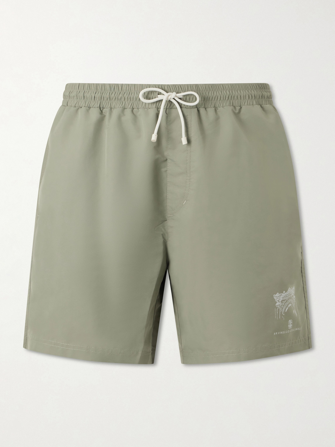 Brunello Cucinelli Straight-Leg Mid-Length Logo-Print Swim Shorts - Men | Thumbnail 4 Brunello Cucinelli Straight-Leg Mid-Length Logo-Print Swim Shorts - Men | Thumbnail 4