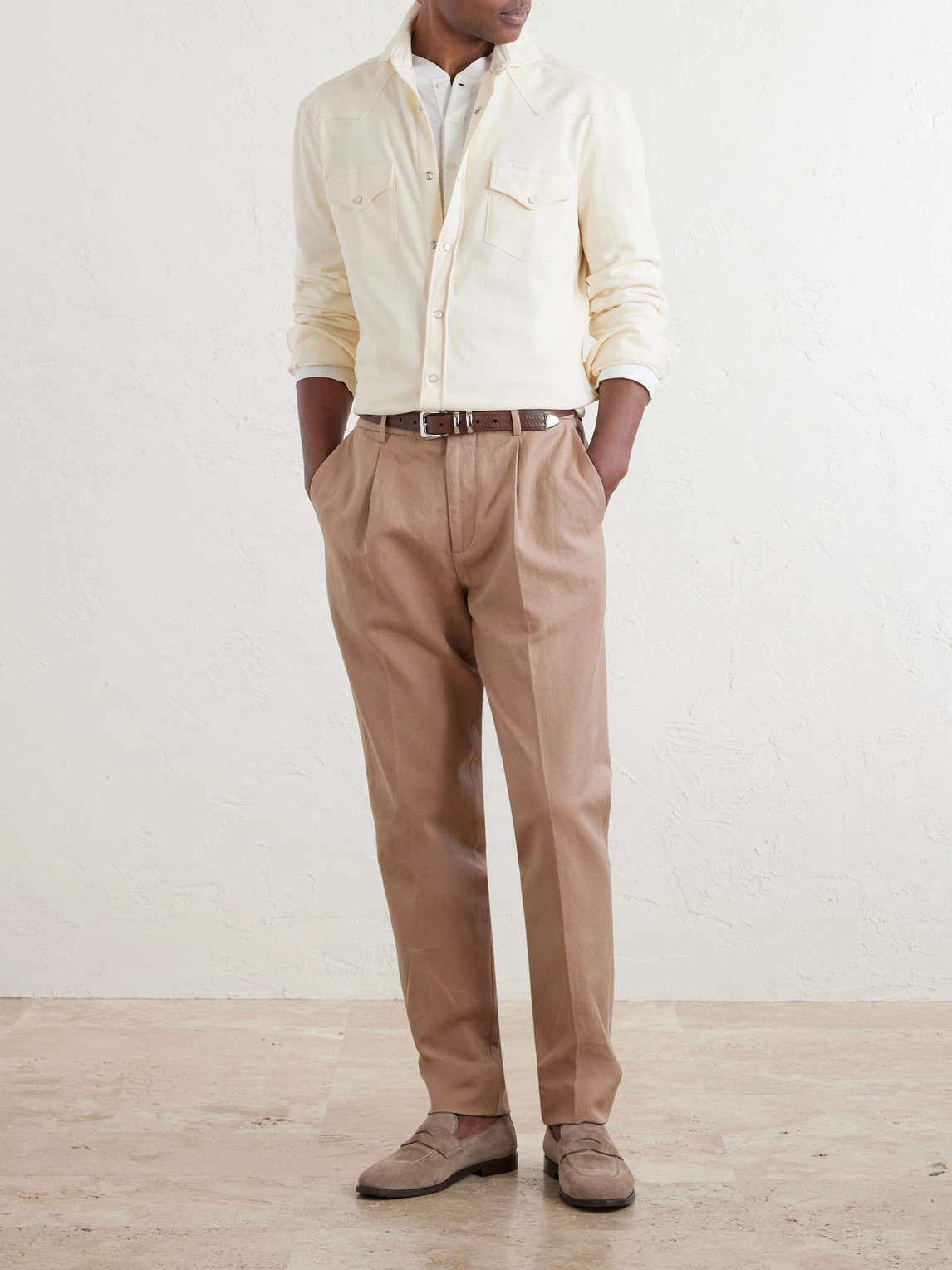 Honeycomb-Knit Cotton Shirt