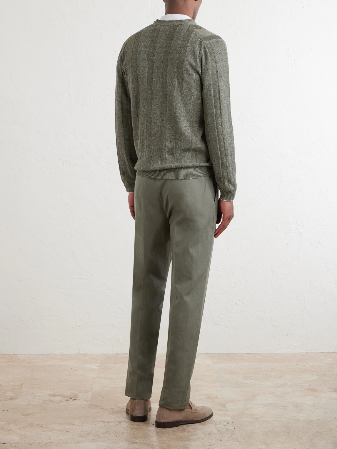  Brunello Cucinelli - Striped Knitted Linen And Cotton-blend Cardigan - Men - Green - It 46 