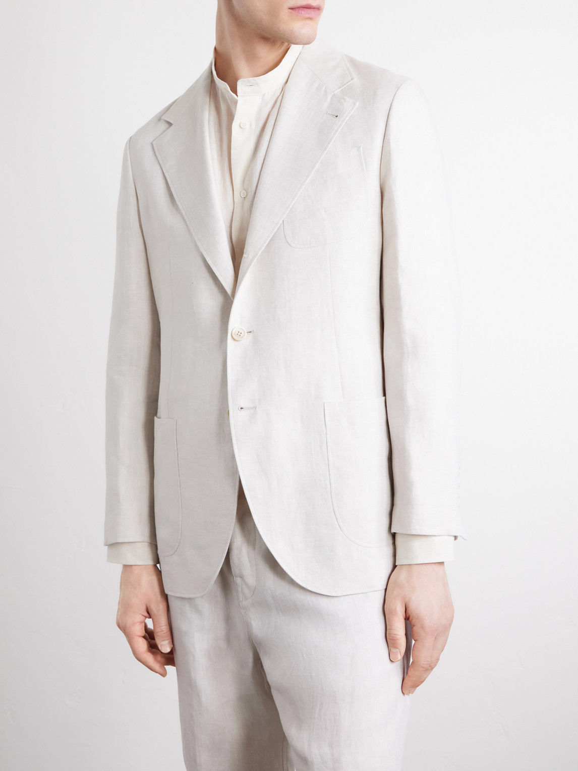  Brunello Cucinelli - Linen-twill Suit Jacket - Men - Neutrals - It 46 