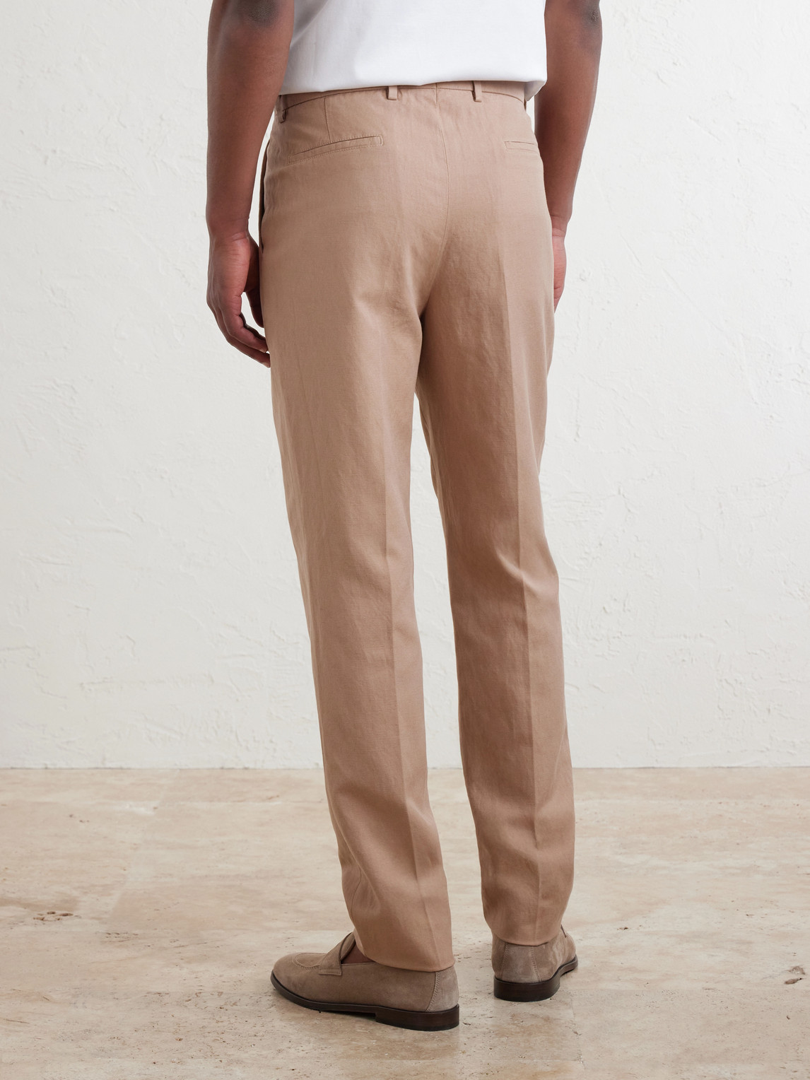 Straight-Leg Pleated Cotton And Linen-Blend Trousers