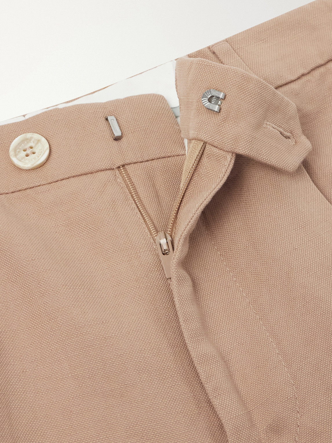 Straight-Leg Pleated Cotton And Linen-Blend Trousers