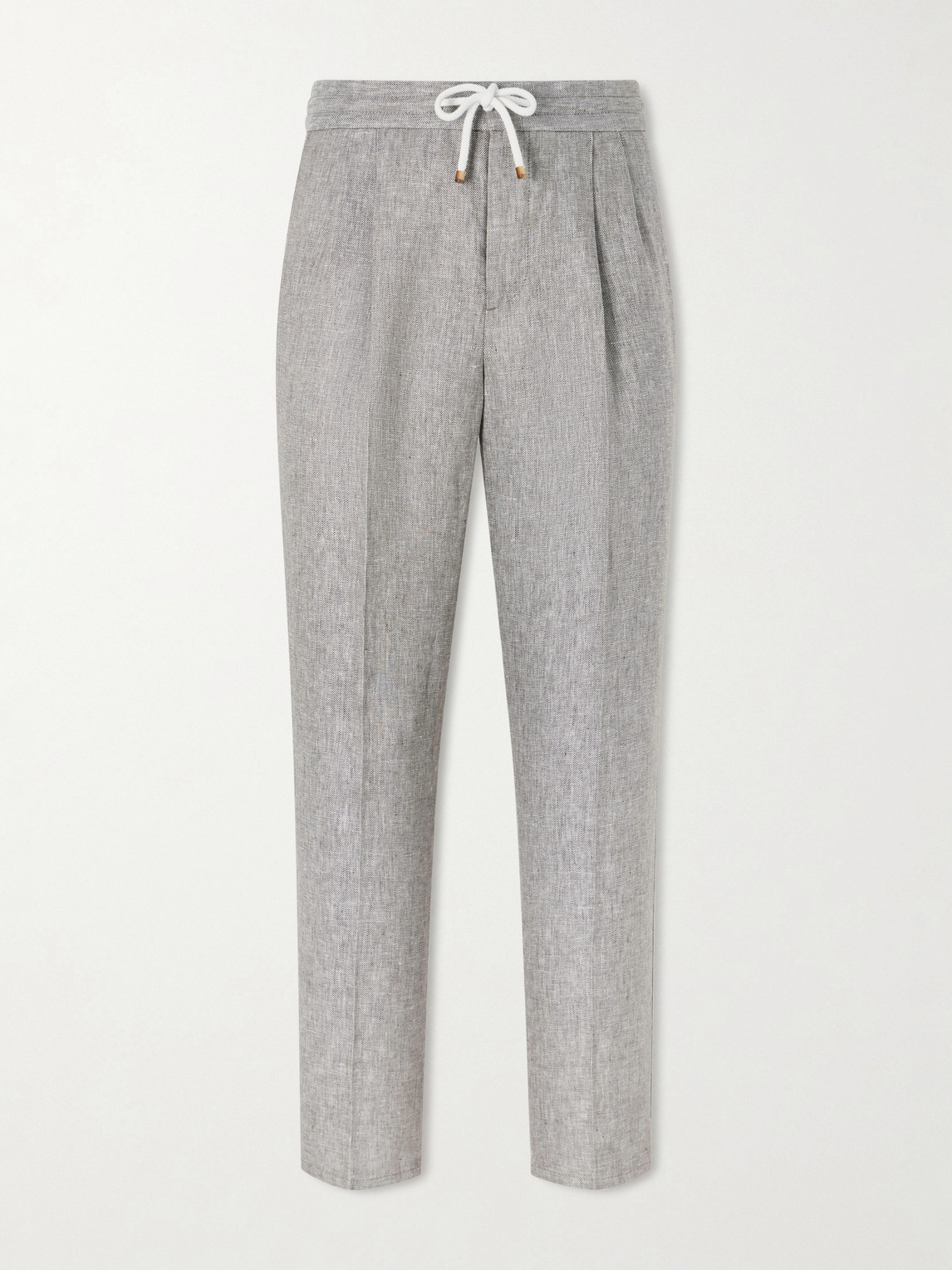 Brunello Cucinelli Straight-Leg Pleated Hemp and Linen-Blend Twill Trousers IT 54