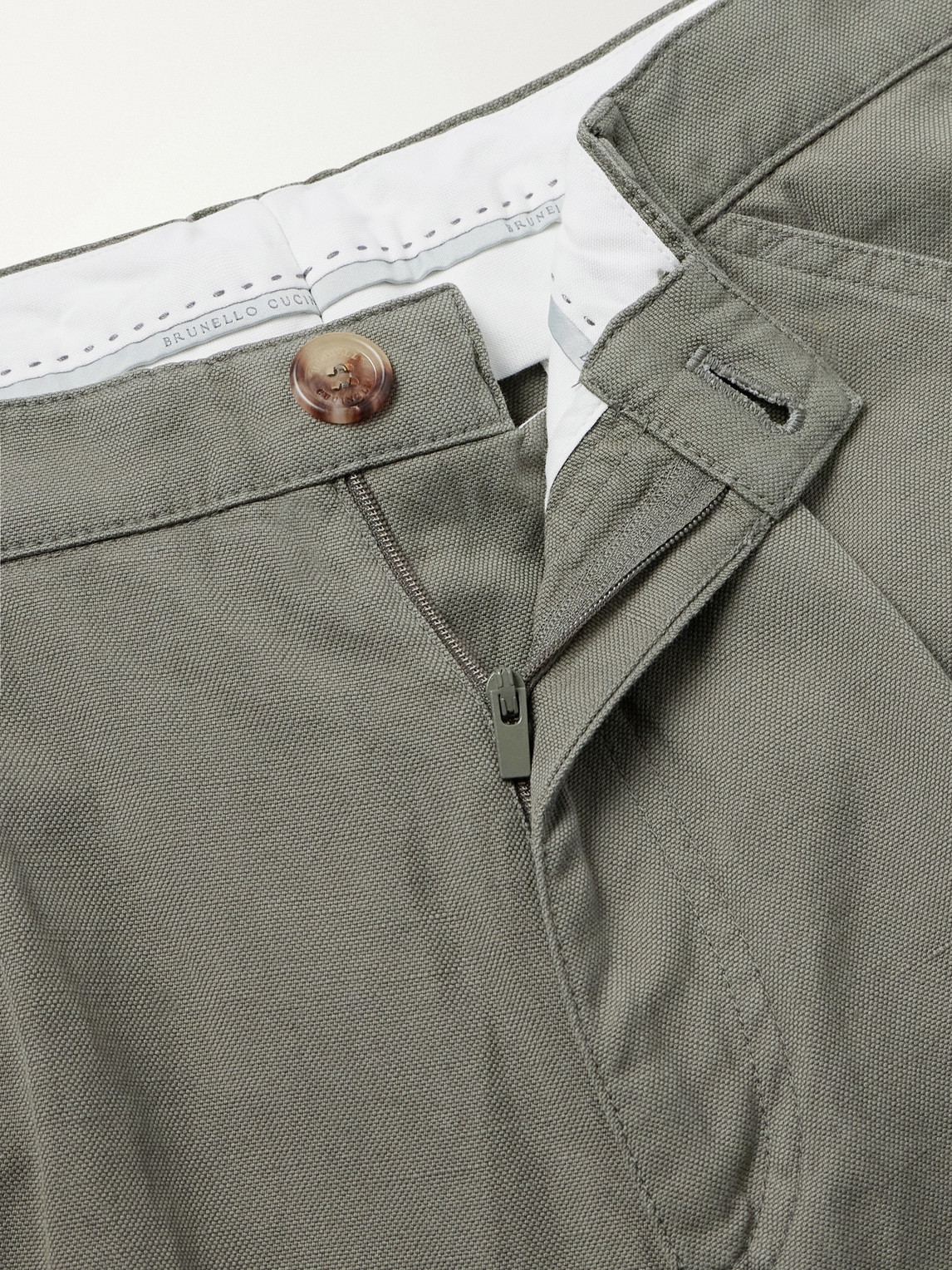 Straight-Leg Pleated Cotton And Linen-Blend Trousers