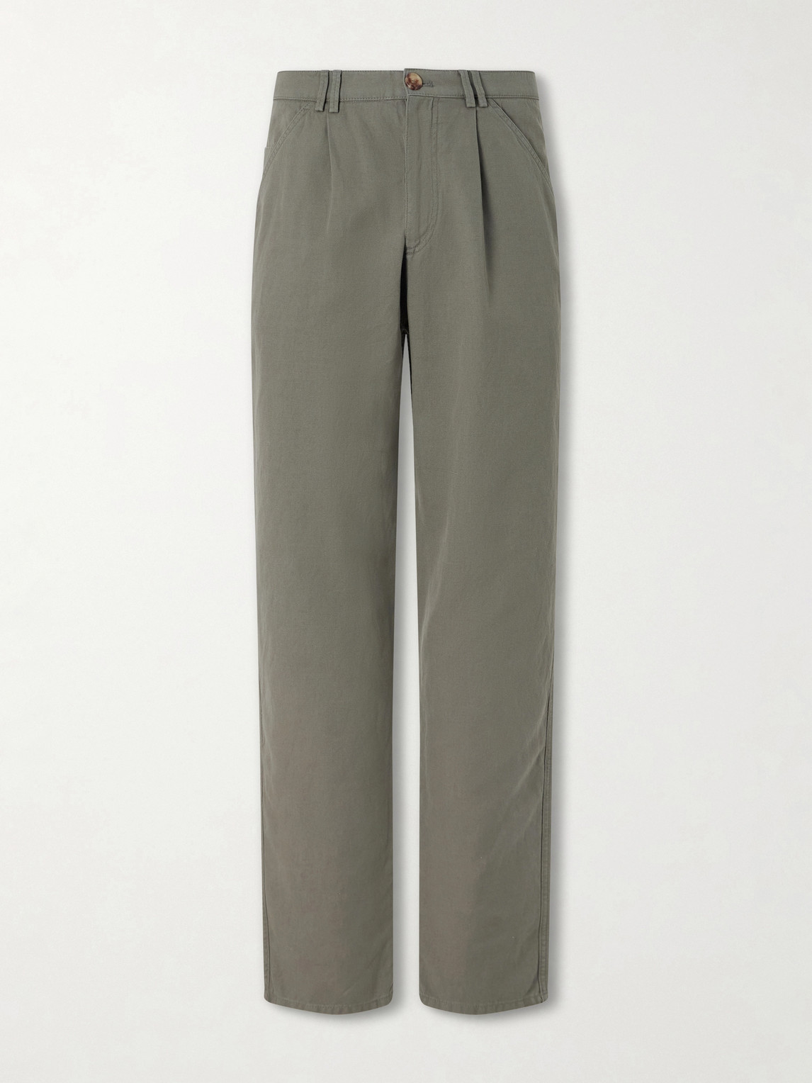 Brunello Cucinelli Straight-Leg Pleated Cotton and Linen-Blend Trousers - Men | Thumbnail 7 Brunello Cucinelli Straight-Leg Pleated Cotton and Linen-Blend Trousers - Men | Thumbnail 7
