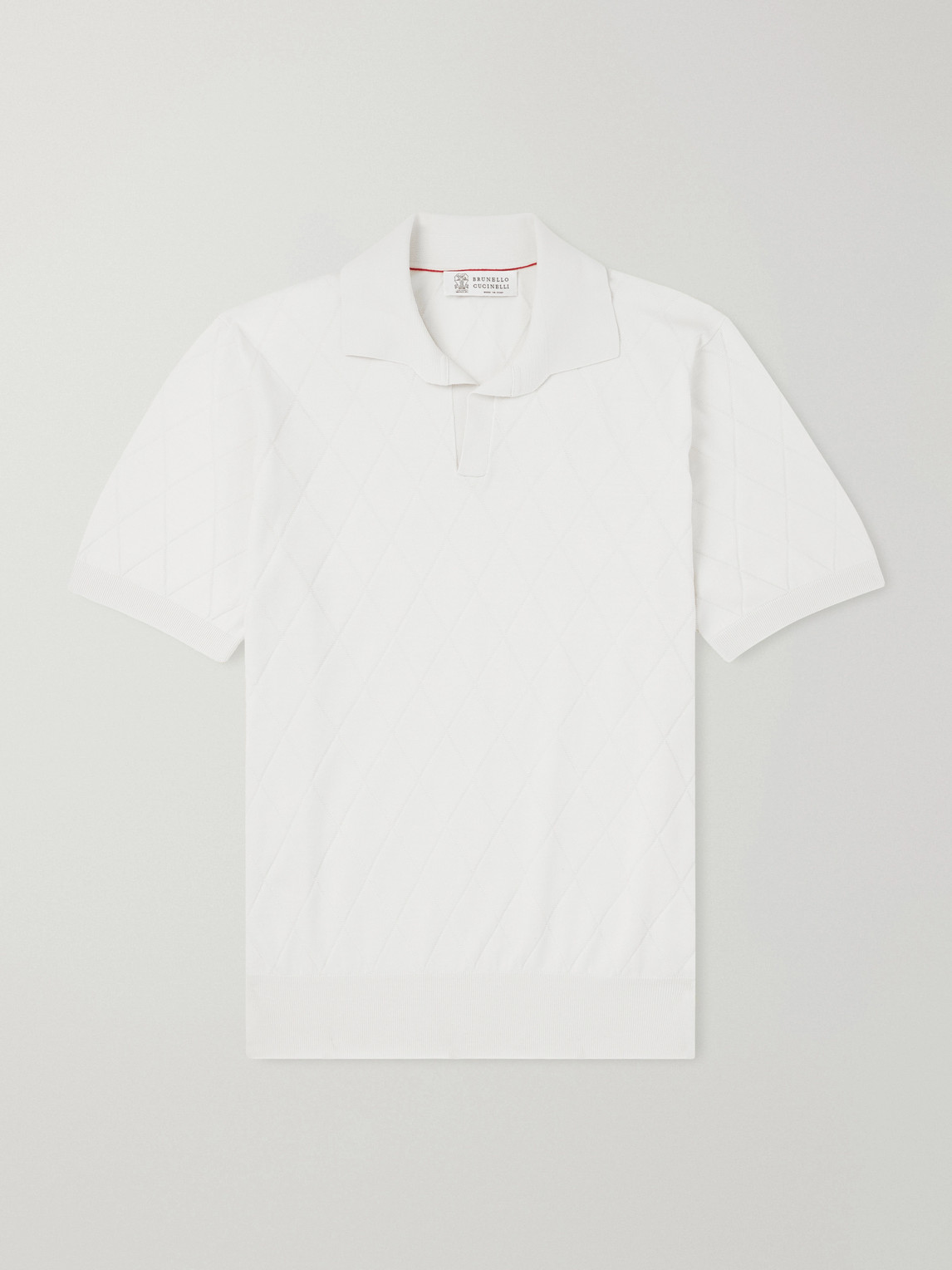 Brunello Cucinelli Open-Collar Knitted Cotton Polo Shirt IT 50