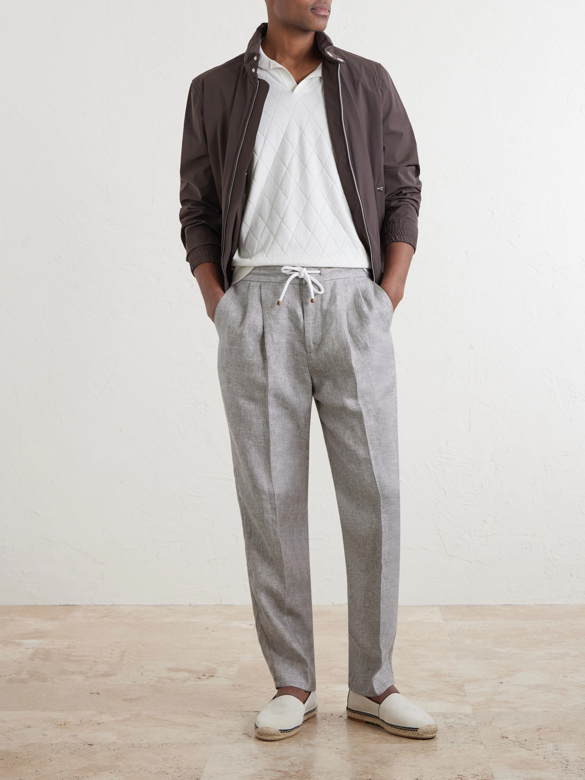 Open-Collar Knitted Cotton Polo Shirt