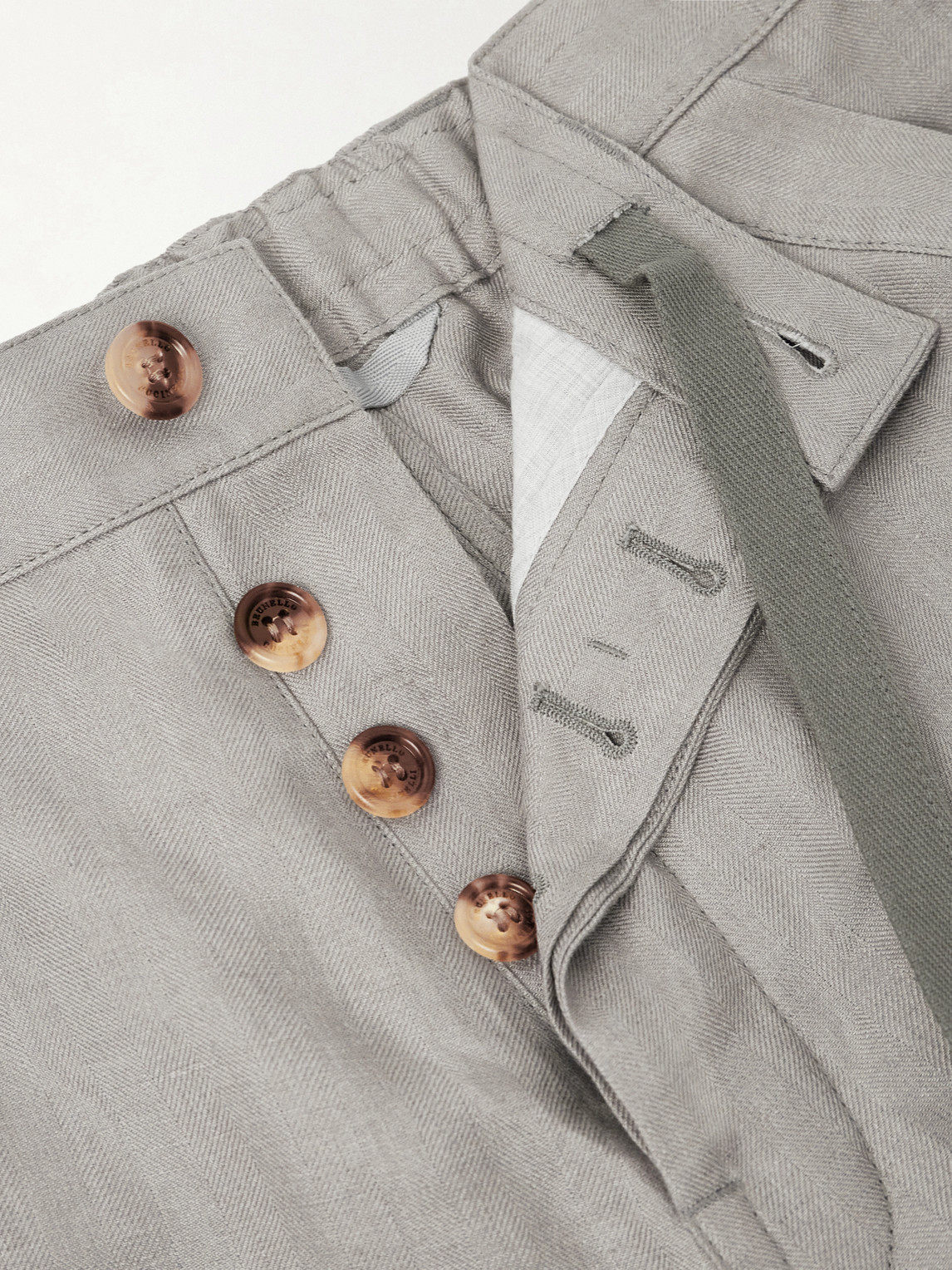 Straight-Leg Herringbone Linen Trousers