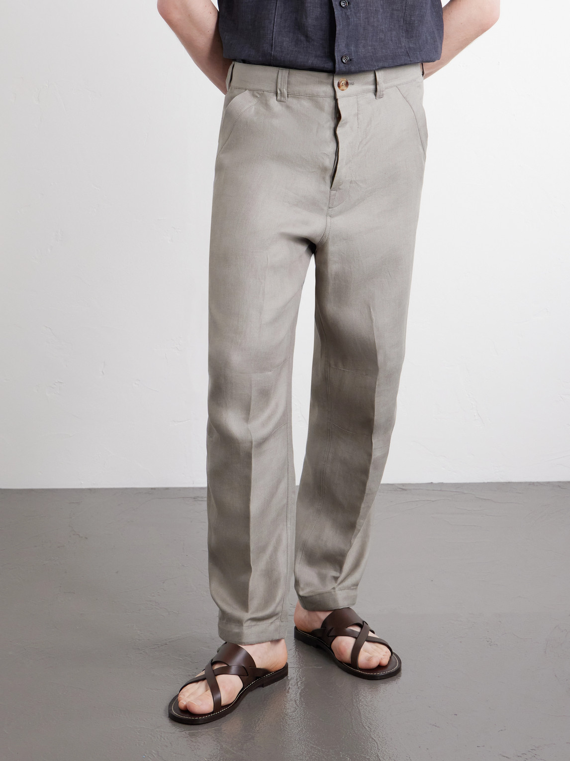  Brunello Cucinelli - Straight-leg Herringbone Linen Trousers - Men - Green - It 46 