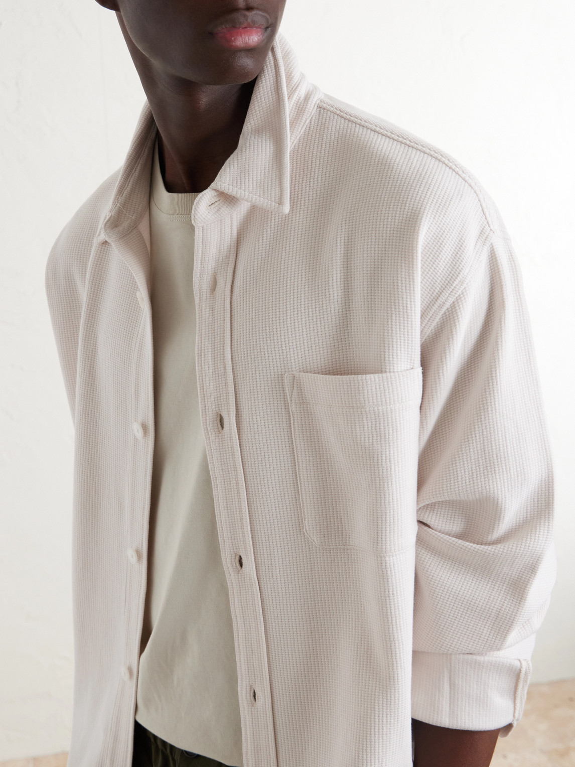 Waffle-Knit Cotton Shirt