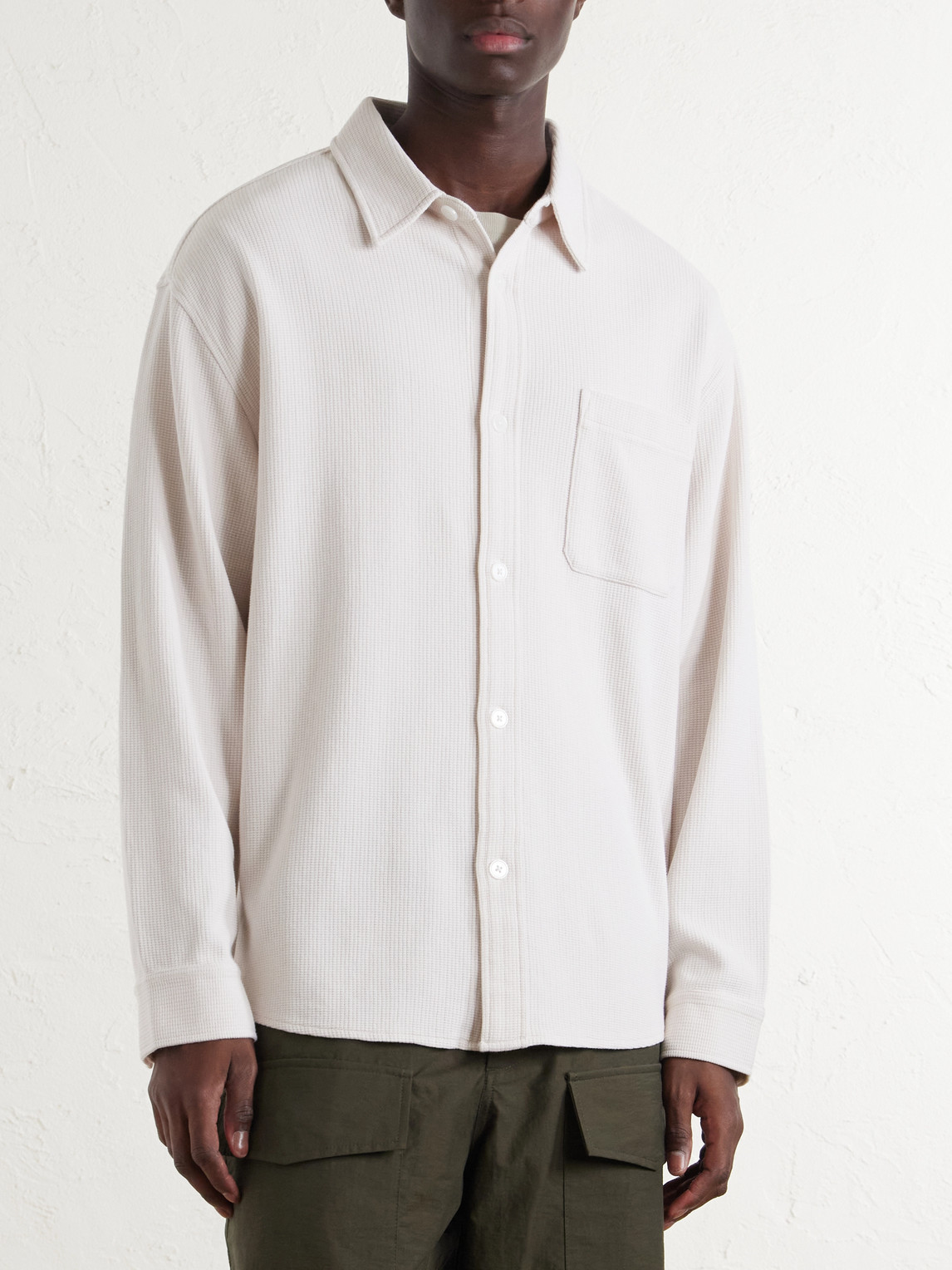 Waffle-Knit Cotton Shirt