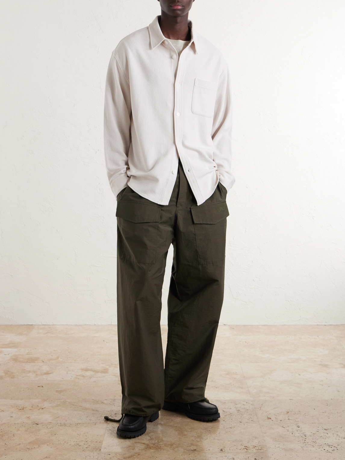 Waffle-Knit Cotton Shirt