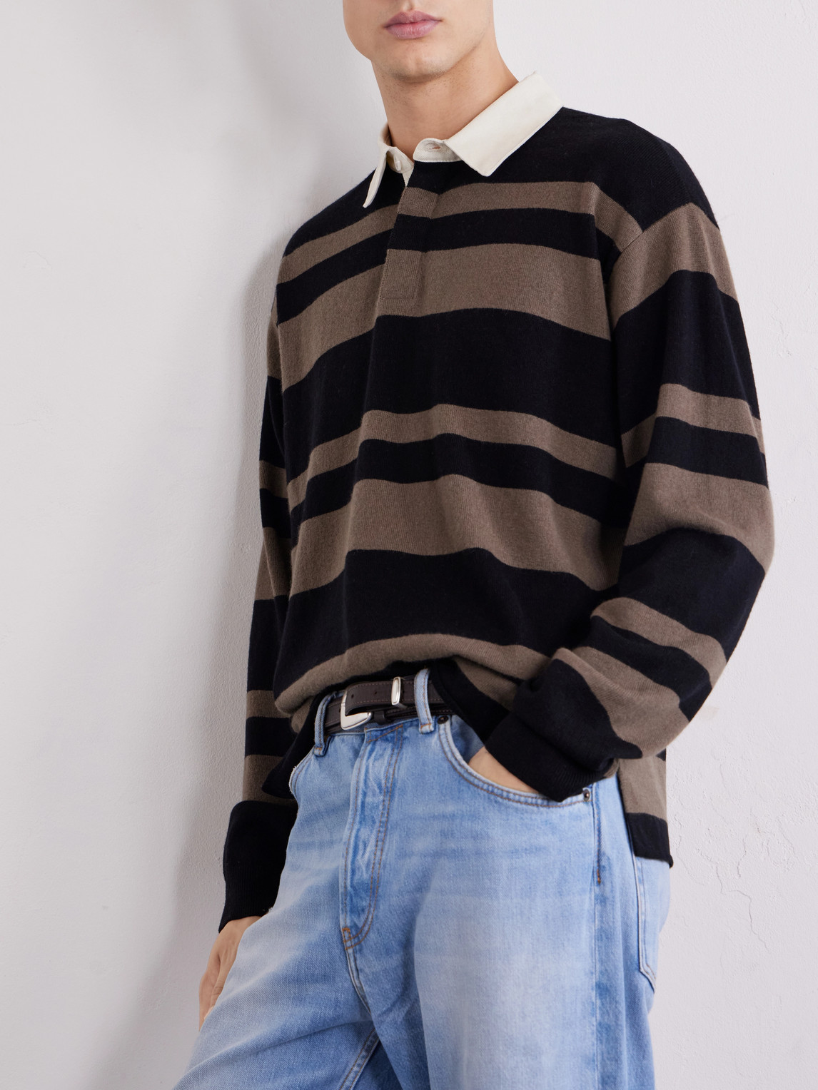 Striped Wool And Cashmere-Blend Polo Shirt