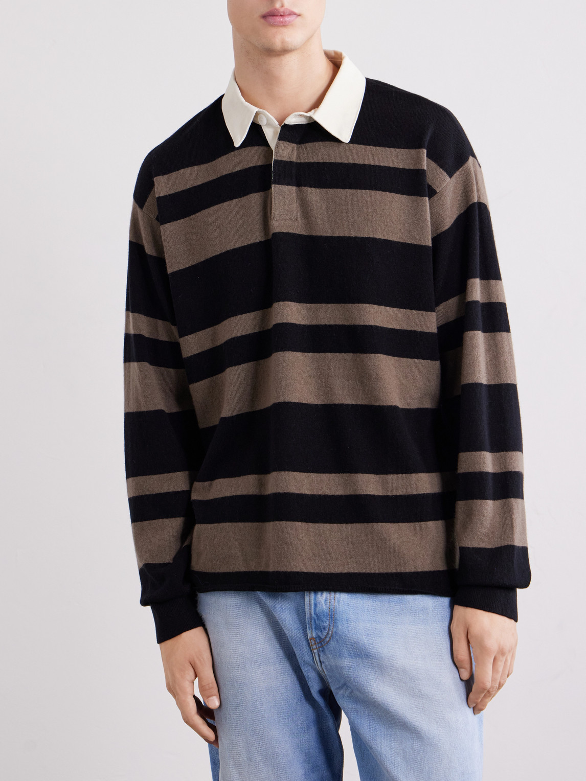Striped Wool And Cashmere-Blend Polo Shirt
