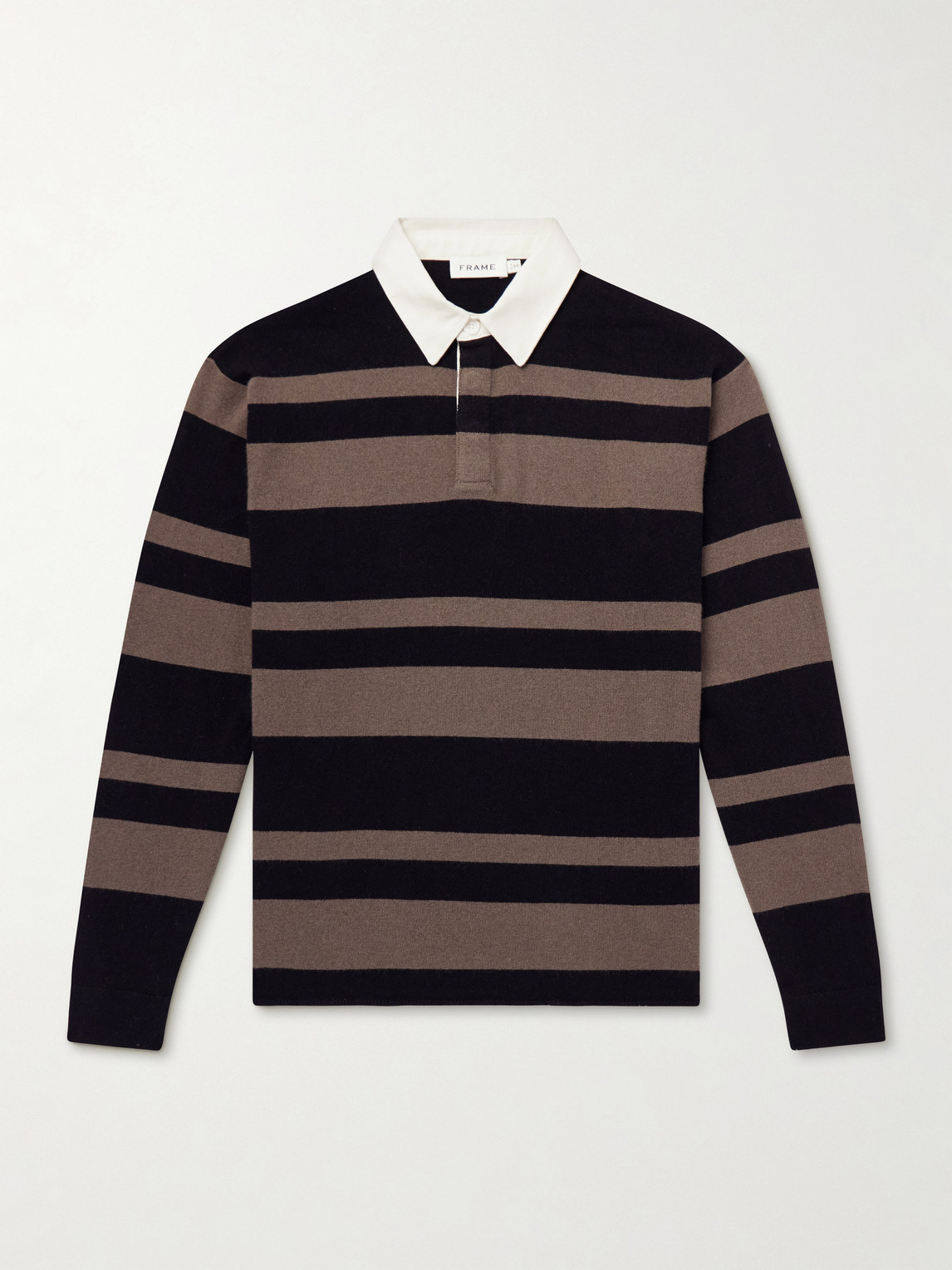 FRAME – Striped Wool and Cashmere-Blend Polo Shirt