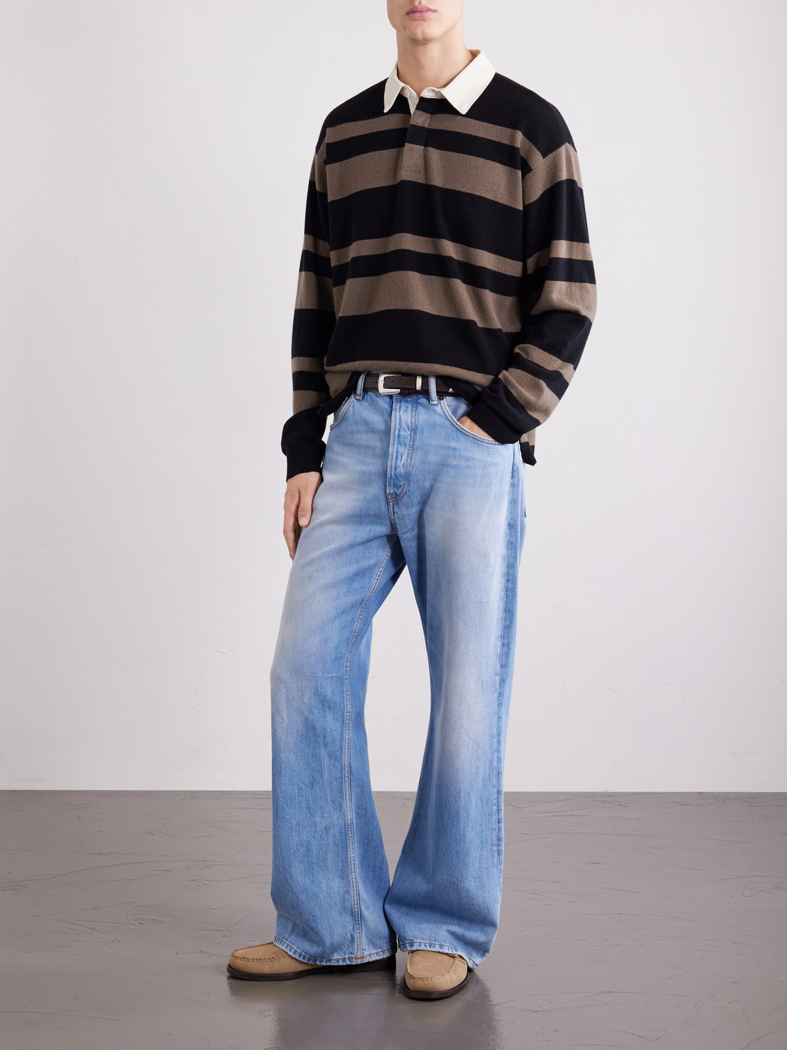 Striped Wool And Cashmere-Blend Polo Shirt