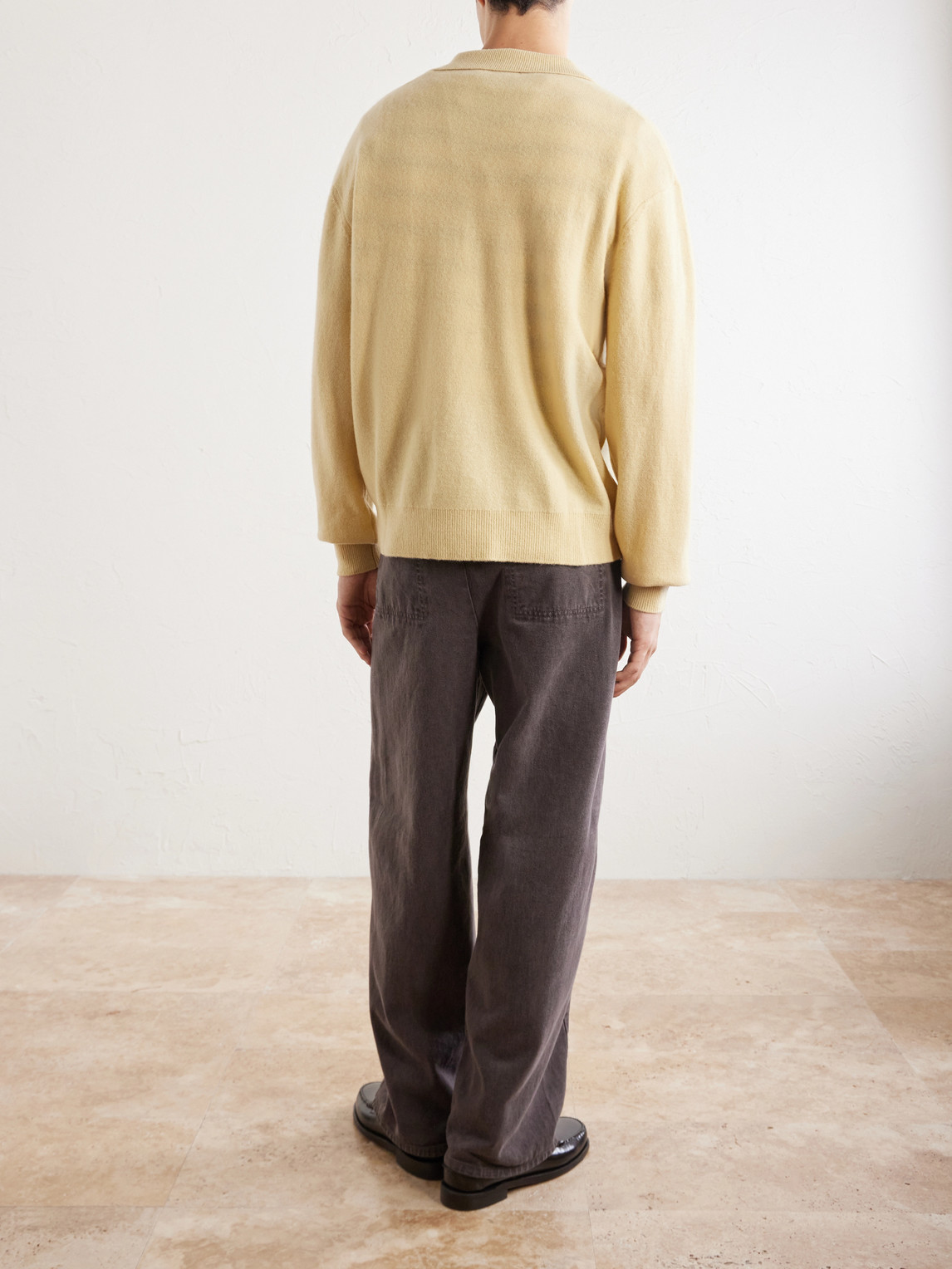 Frame Wool Polo Sweater In Yellow