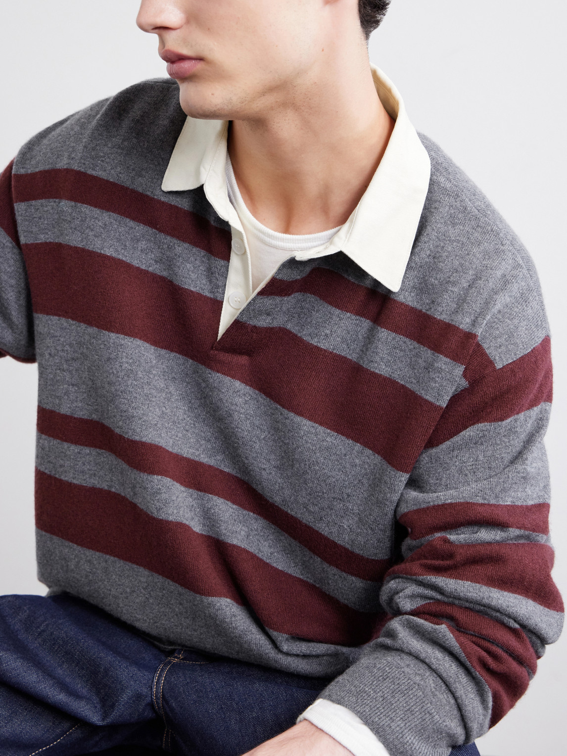 Striped Wool And Cashmere-Blend Polo Shirt