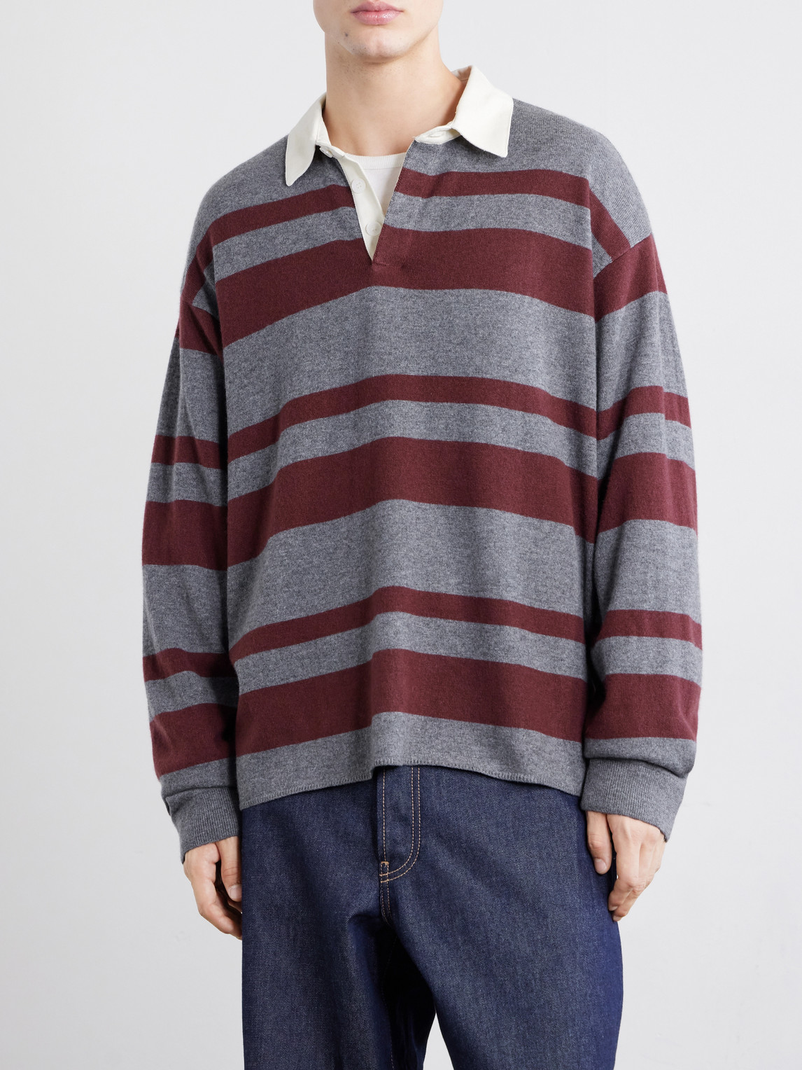 Striped Wool And Cashmere-Blend Polo Shirt