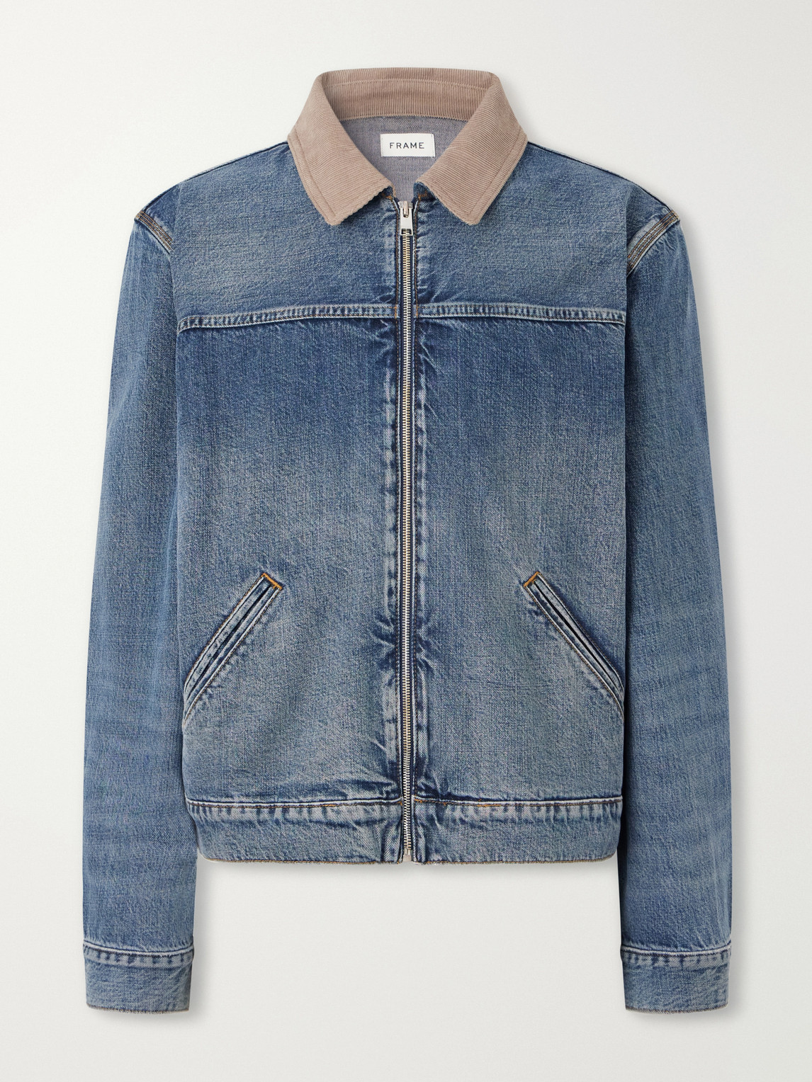 FRAME – Corduroy Trimmed Cotton and Lyocell-blend Denim Jacket