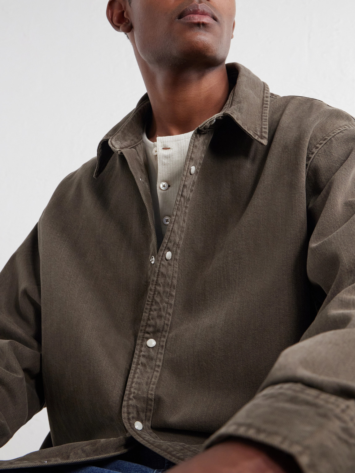 Frame Denim Overshirt In Brown