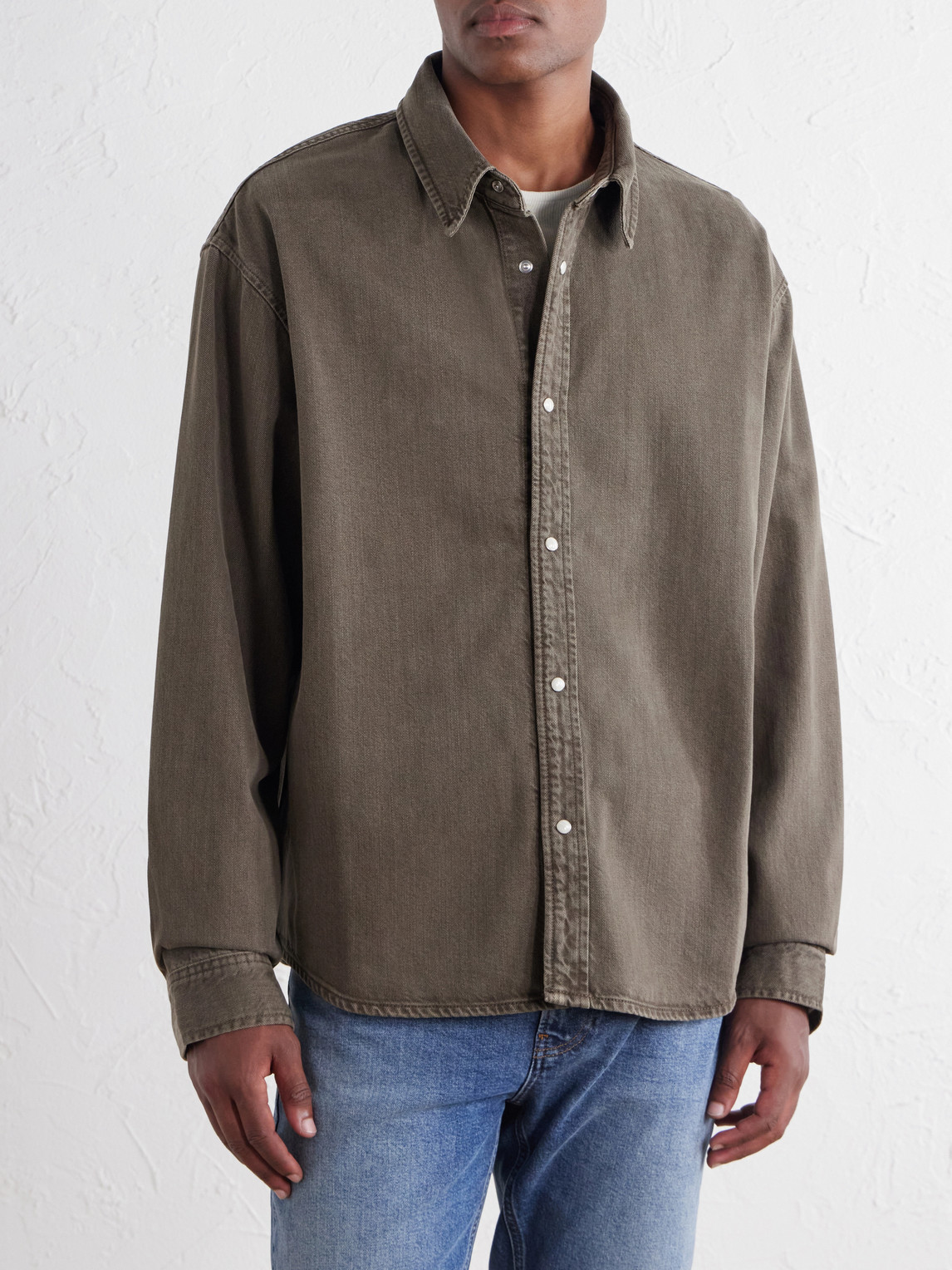 Frame Denim Overshirt In Brown