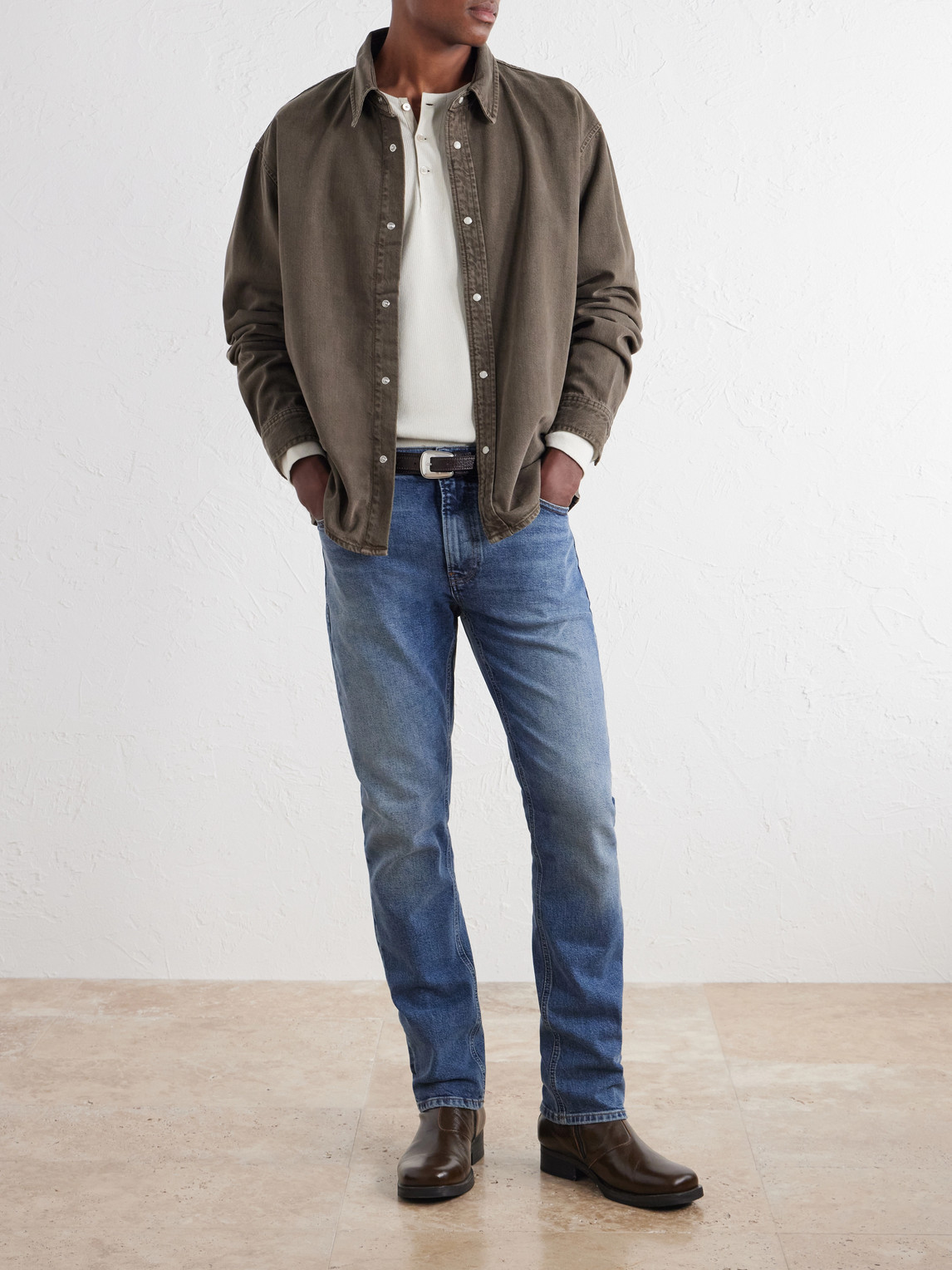 Frame Denim Overshirt In Brown