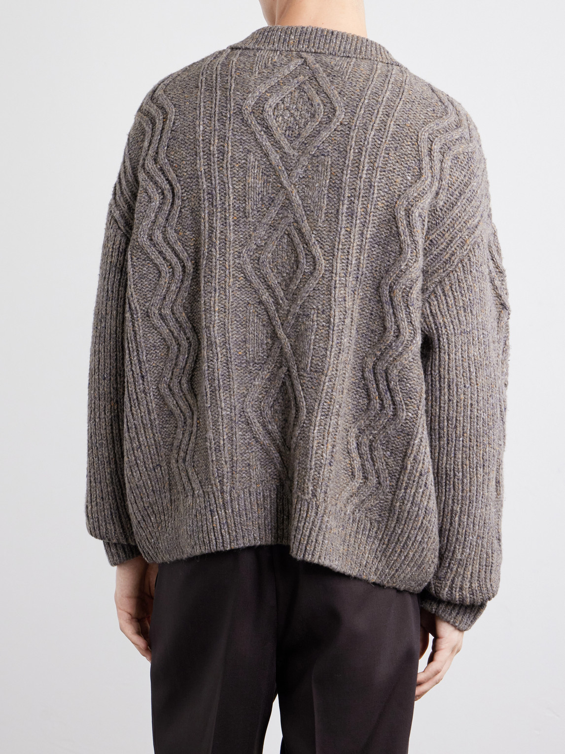 Cable-Knit Wool And Cashmere-Blend Polo Sweater