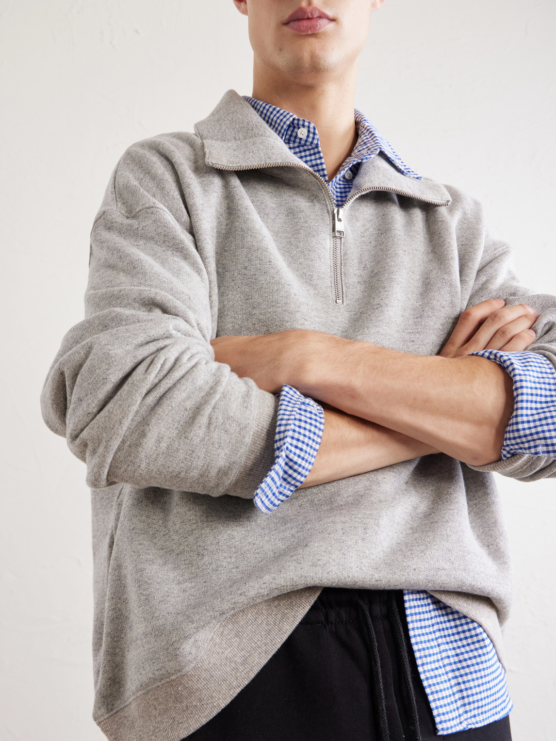 Cotton And Lyocell-Blend Jersey Half-Zip Sweatshirt