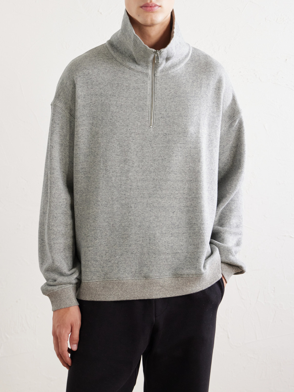 Cotton And Lyocell-Blend Jersey Half-Zip Sweatshirt