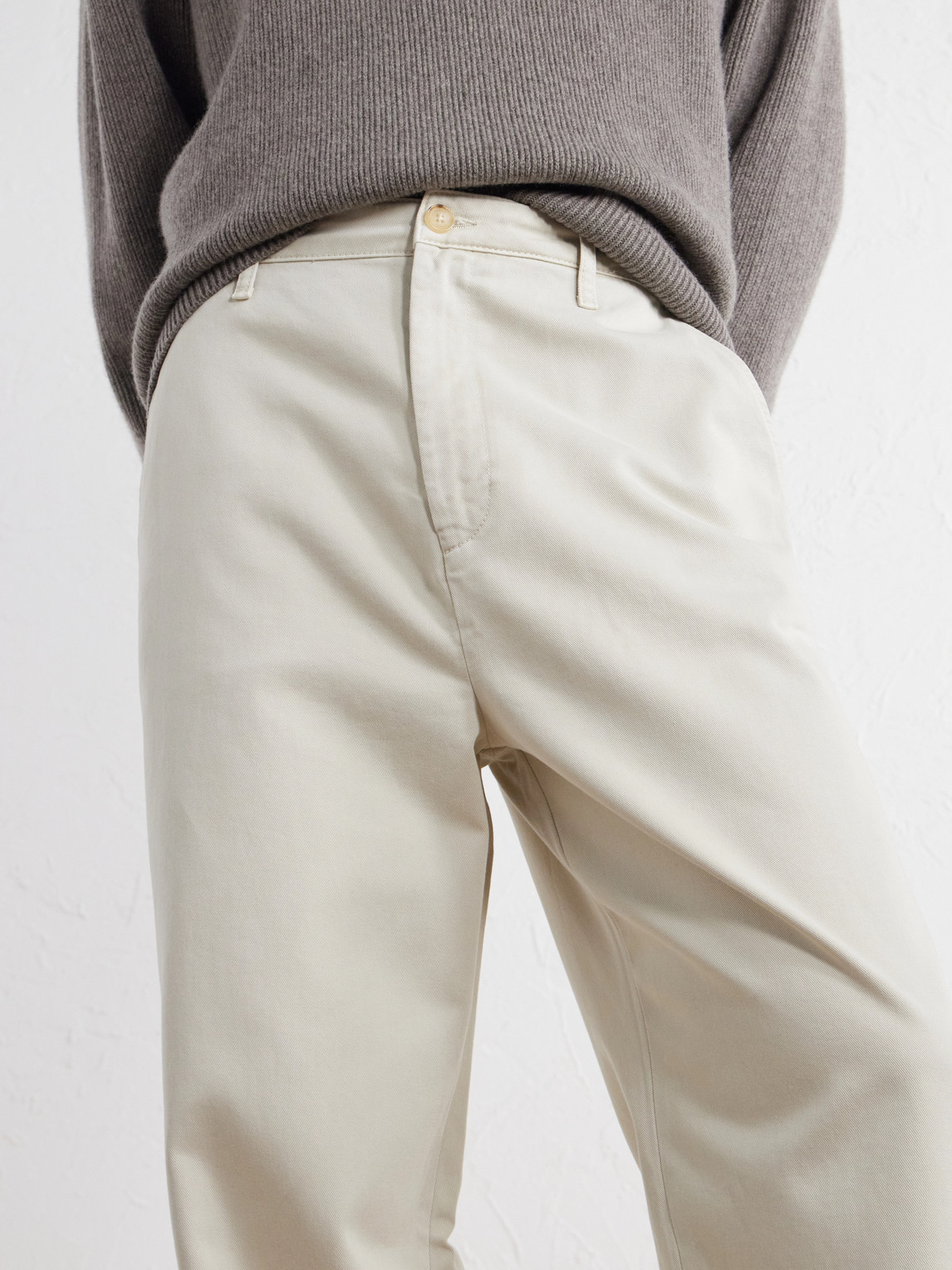 Wide-Leg Cotton-Twill Trousers