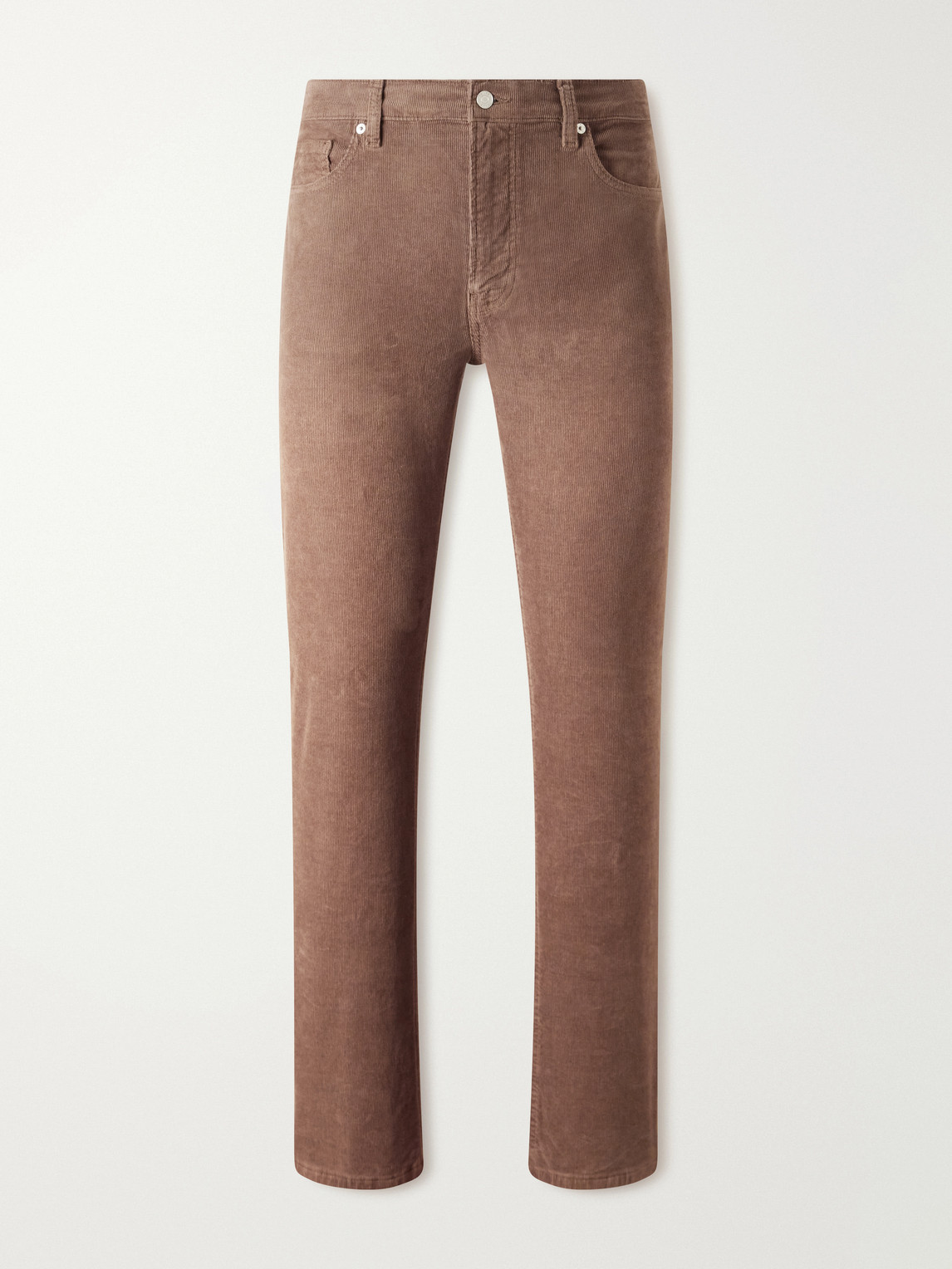 Frame Modern Straight-leg Cotton-blend Corduroy Trousers In Brown