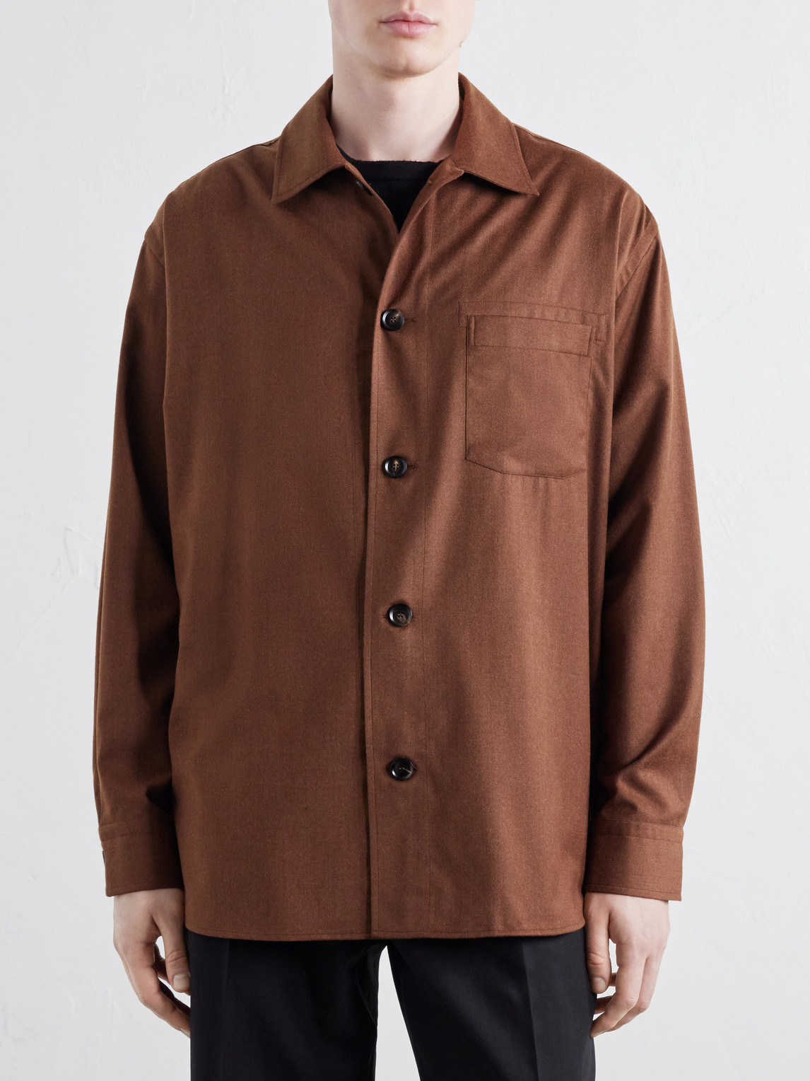 Wool And Silk-Blend Twill Shirt